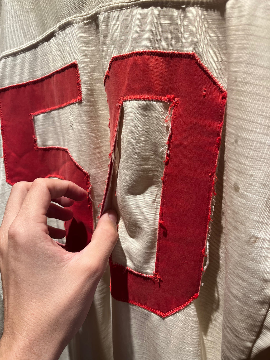 True Vintage 50's 60's American Highschool Durene Football Jersey Red White 50: Large
