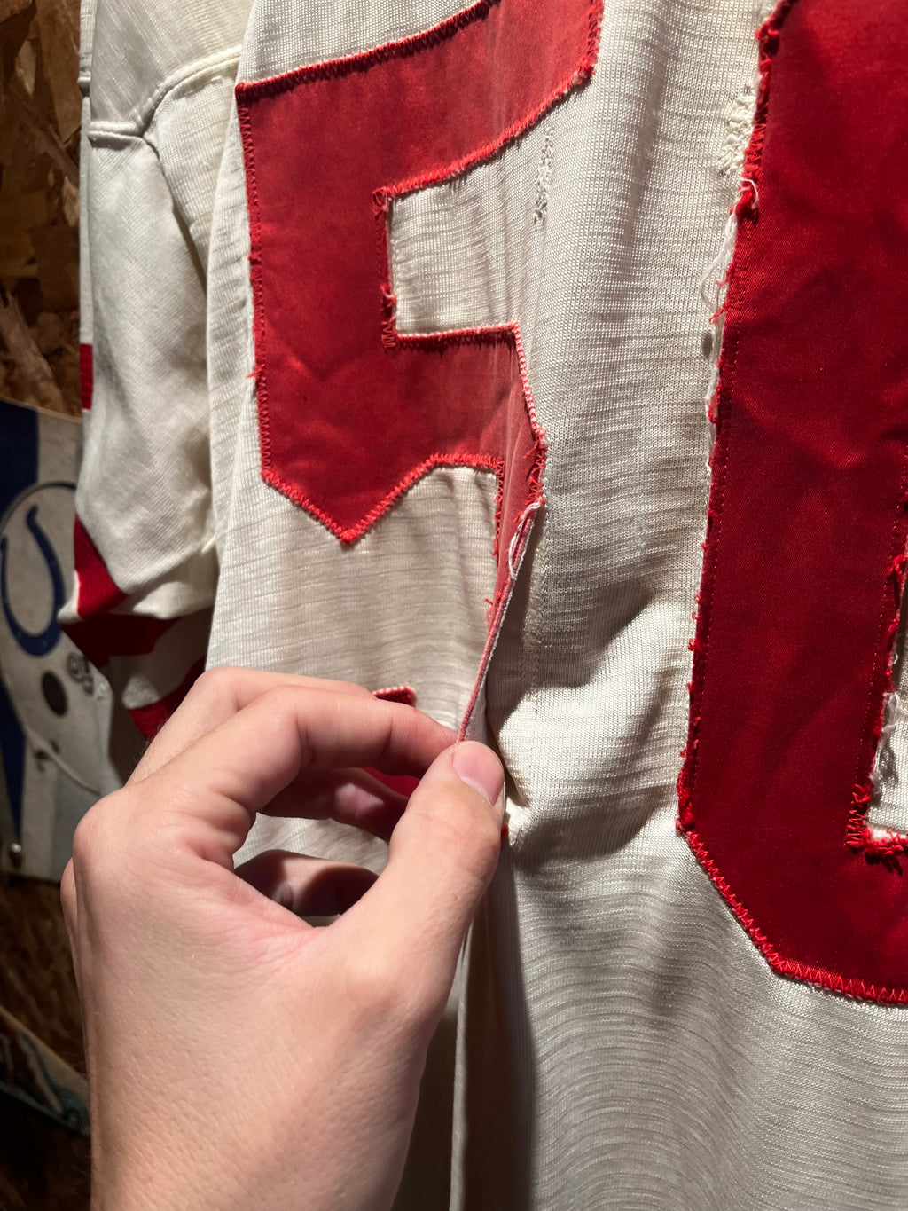True Vintage 50's 60's American Highschool Durene Football Jersey Red White 50: Large