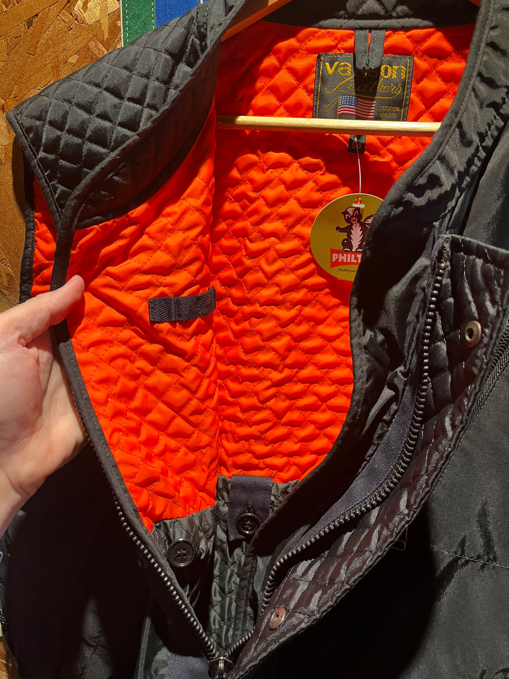 Vanson Leathers Streamliner Motorcycle Vest Black Orange : 54 XXL