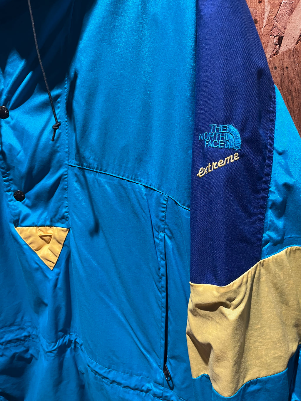 Vintage The North Face Extreme 80's Half Zip Pullover Blue Yellow Gore Tex Snow Jacket: Medium