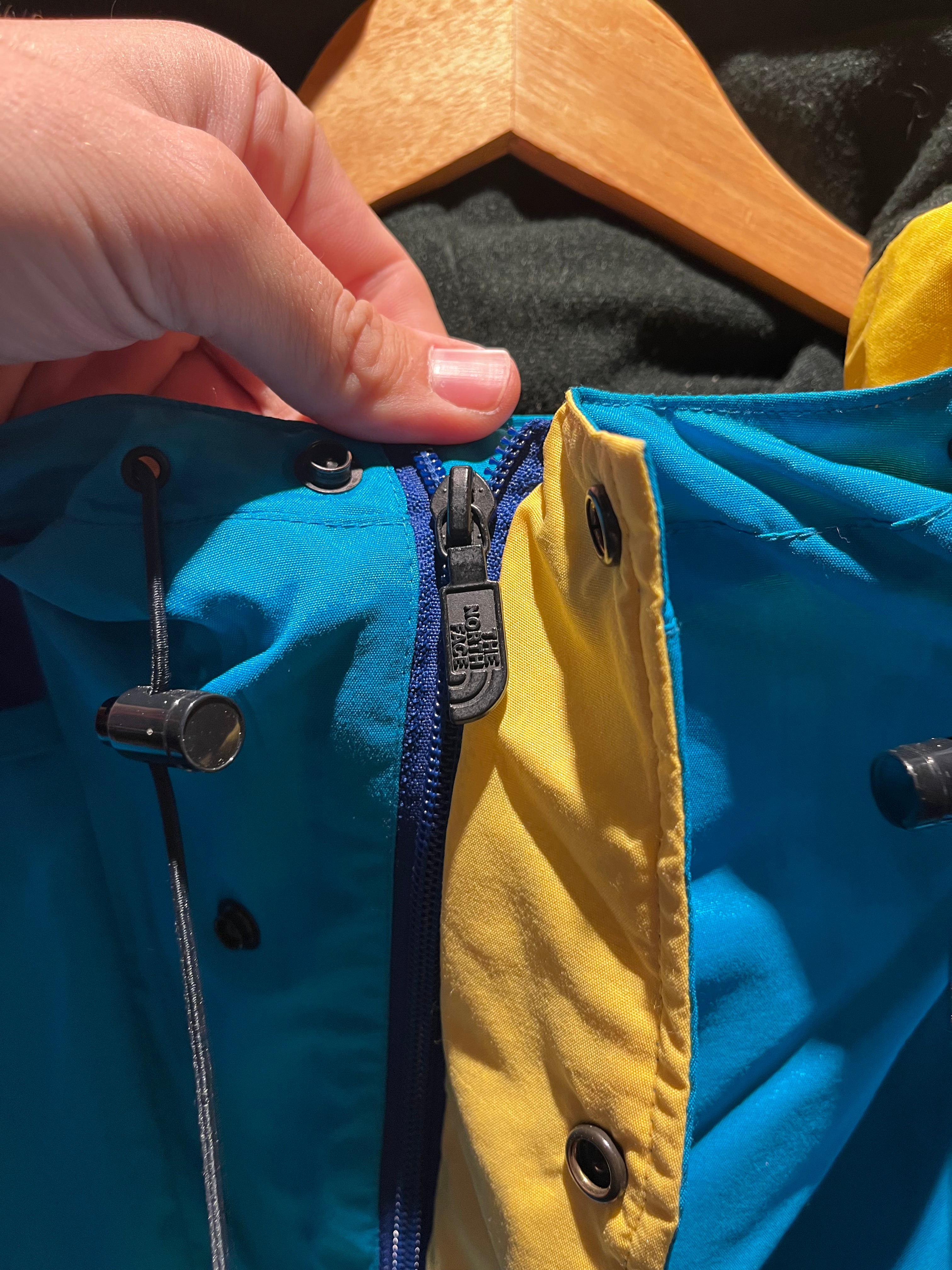 Vintage The North Face Extreme 80's Half Zip Pullover Blue Yellow Gore Tex Snow Jacket: Medium