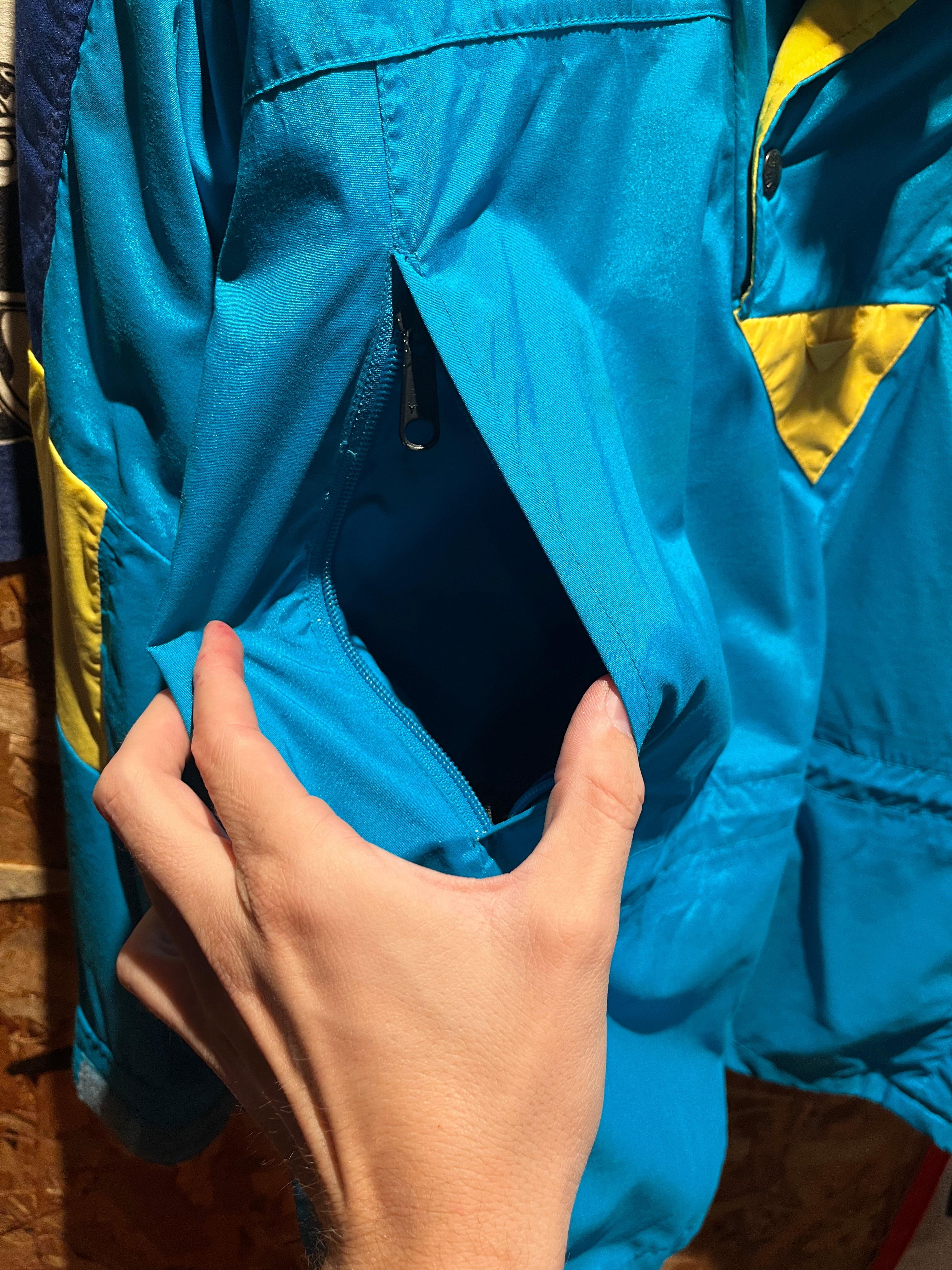 Vintage The North Face Extreme 80's Half Zip Pullover Blue Yellow Gore Tex Snow Jacket: Medium