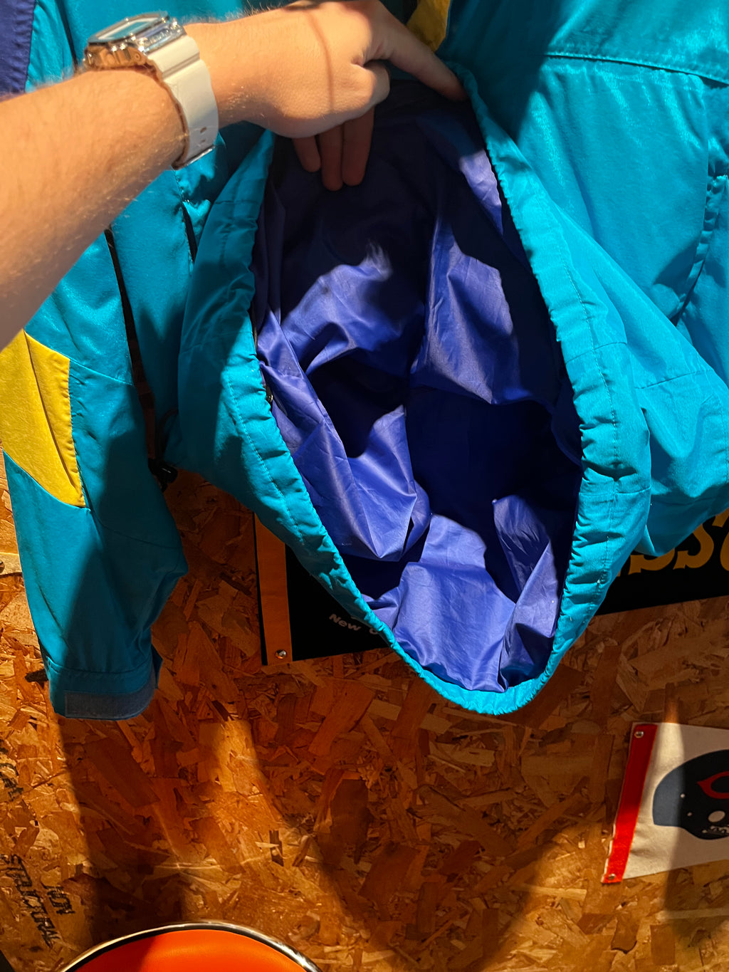 Vintage The North Face Extreme 80's Half Zip Pullover Blue Yellow Gore Tex Snow Jacket: Medium