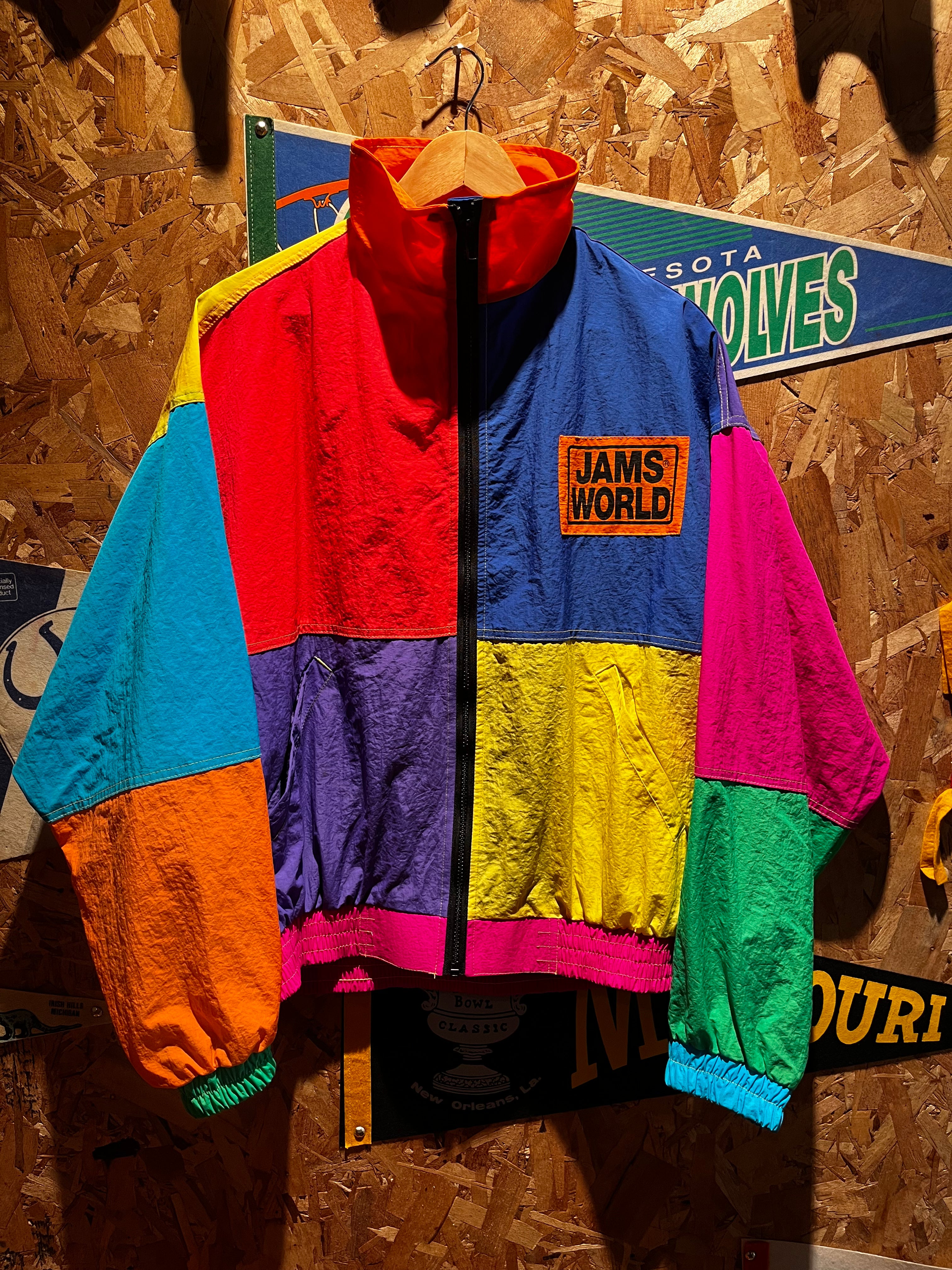 Vintage Jams World Honolulu Hawaii Windbreaker Colorblock Rainbow 90's Jacket: Medium