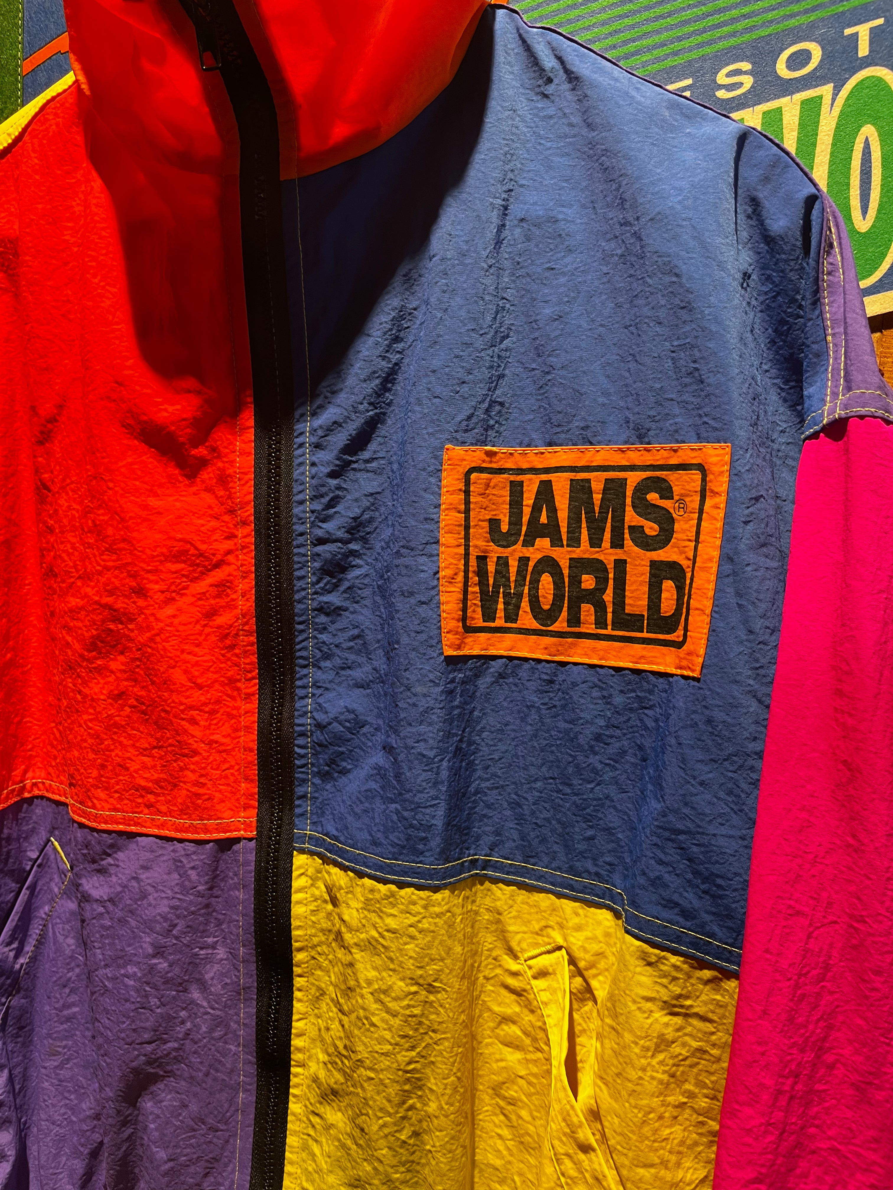 Vintage Jams World Honolulu Hawaii Windbreaker Colorblock Rainbow 90's Jacket: Medium