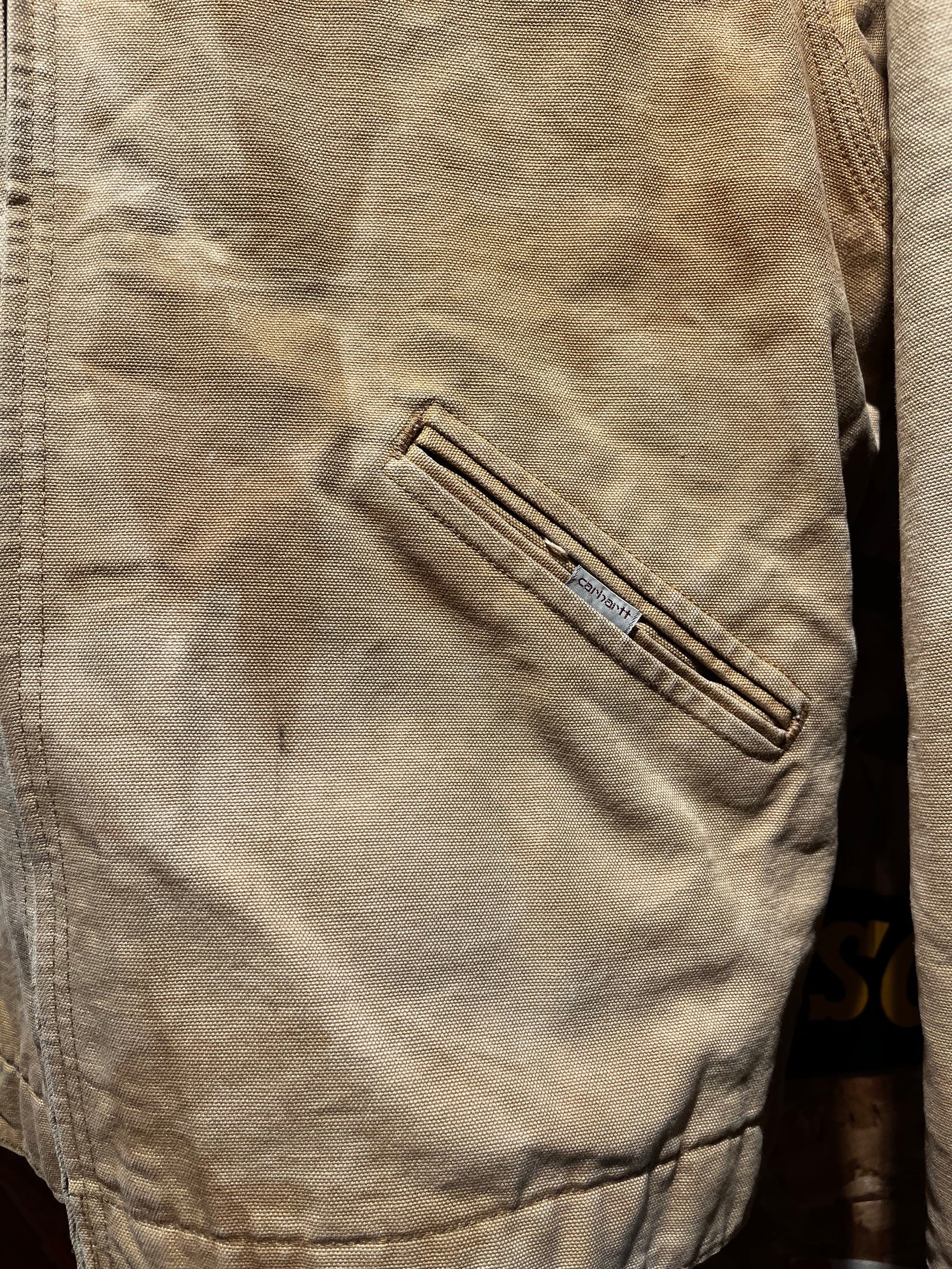 Vintage Carhartt Detroit Tan Faded Blanket Lined 90's Jacket: Large