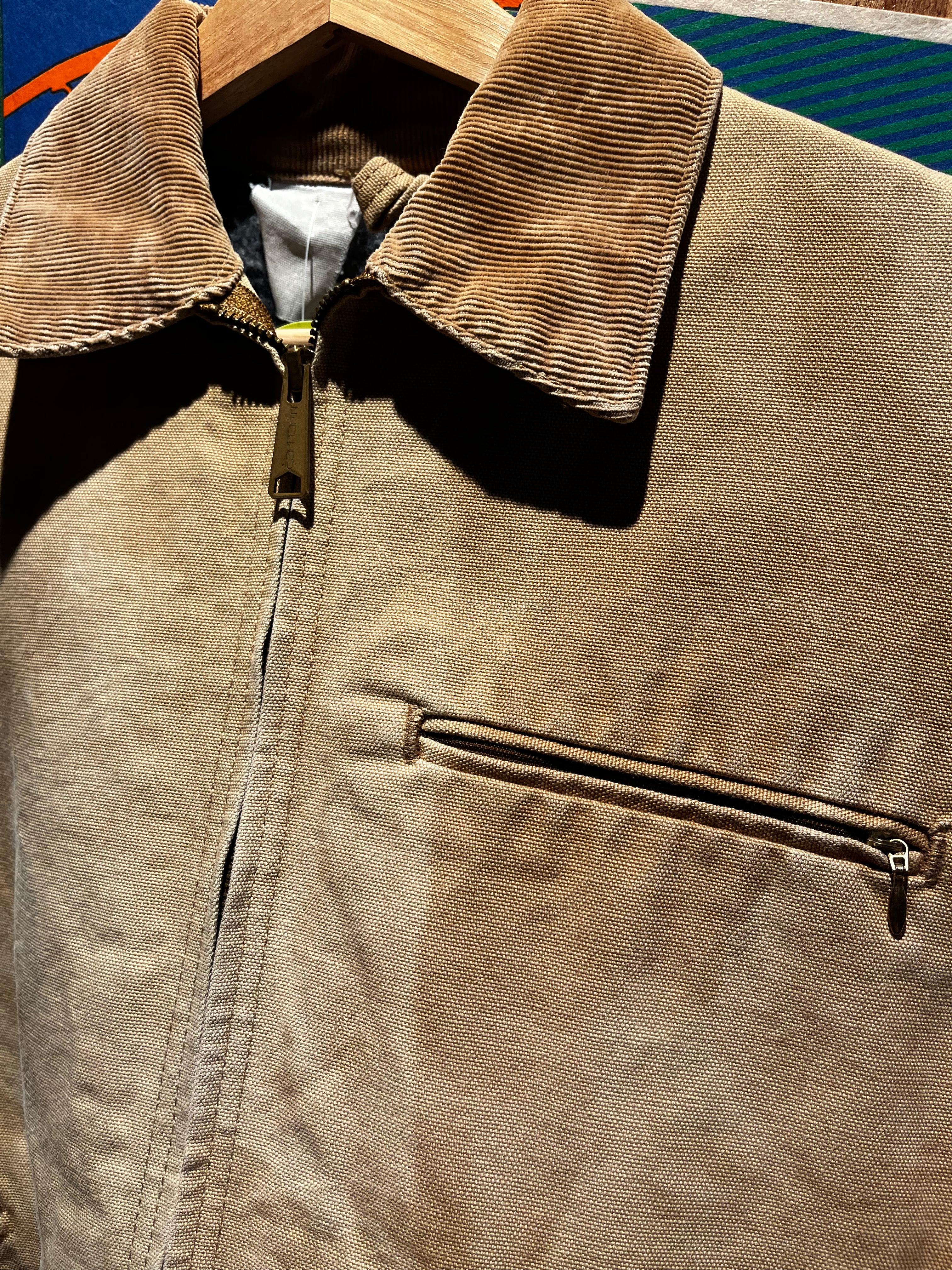 Vintage Carhartt Detroit Tan Faded Blanket Lined 90's Jacket: Large