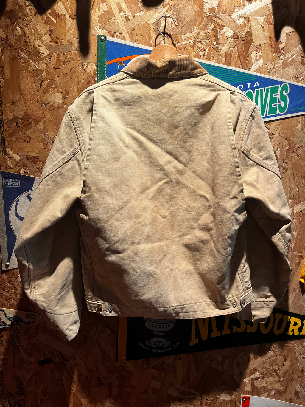 Vintage Carhartt Detroit Tan Faded Blanket Lined 90's Jacket: Large