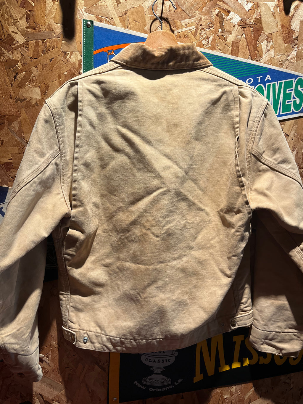Vintage Carhartt Detroit Tan Faded Blanket Lined 90's Jacket: Large