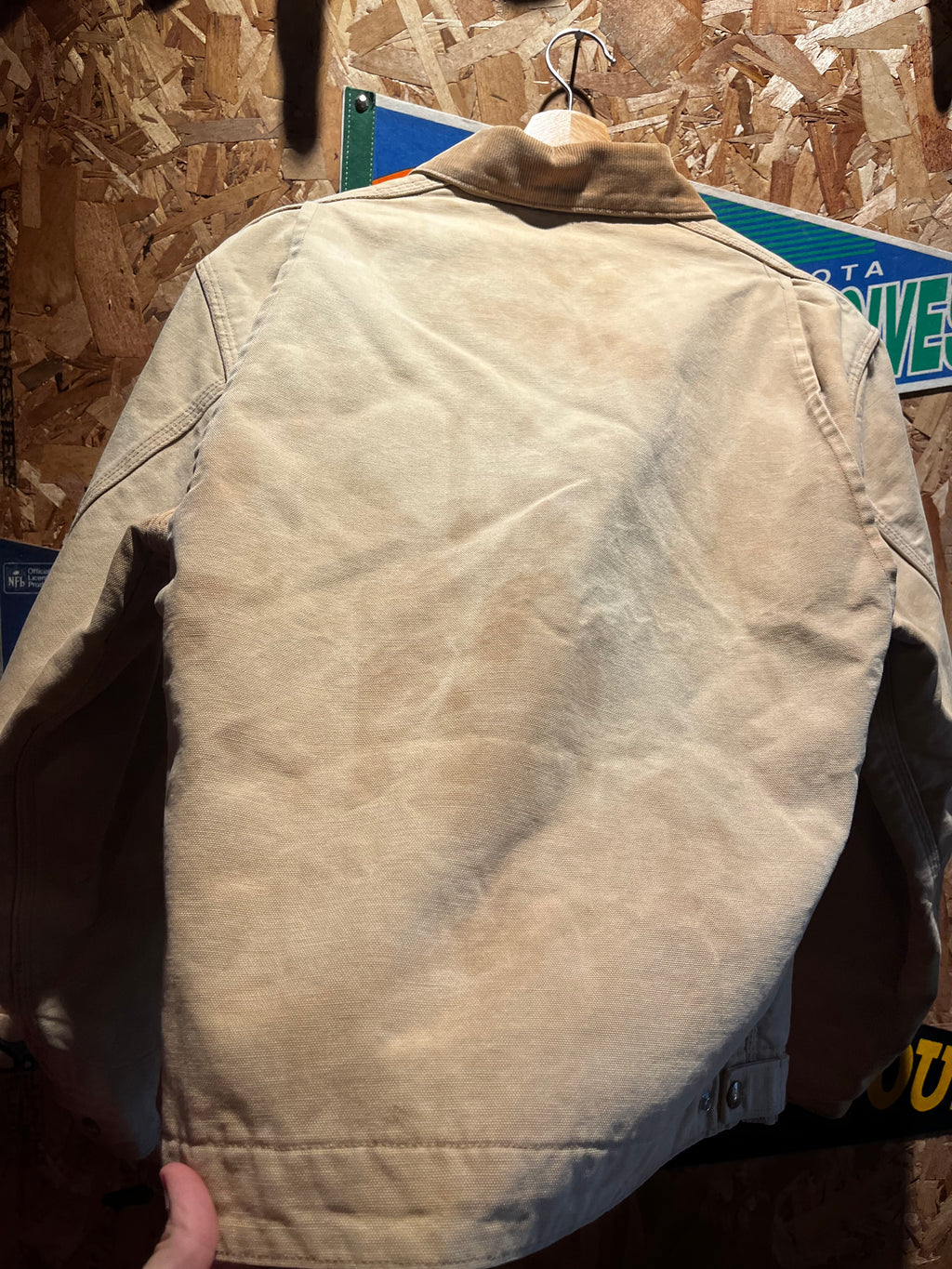 Vintage Carhartt Detroit Tan Faded Blanket Lined 90's Jacket: Large