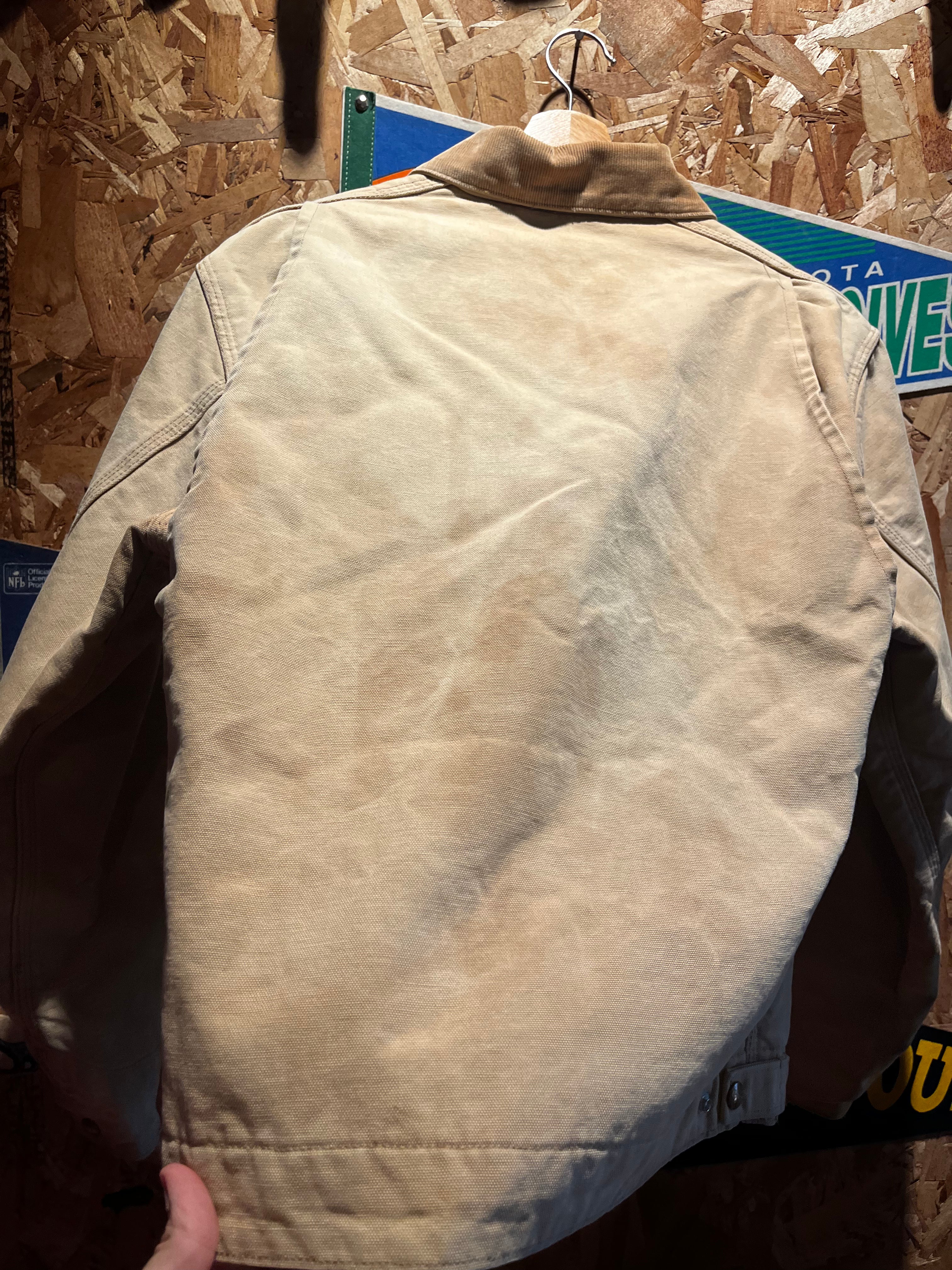 Vintage Carhartt Detroit Tan Faded Blanket Lined 90's Jacket: Large