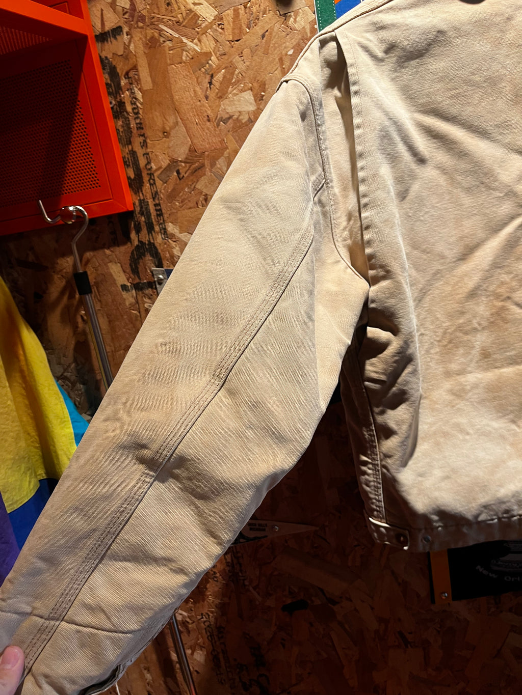 Vintage Carhartt Detroit Tan Faded Blanket Lined 90's Jacket: Large