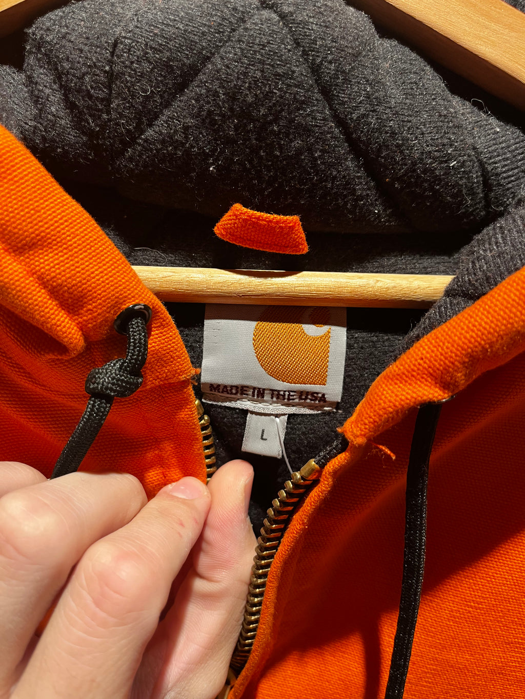 Vintage Carhartt Blaze Orange Hunting Zip-Up Hooded Jacket USA: Large
