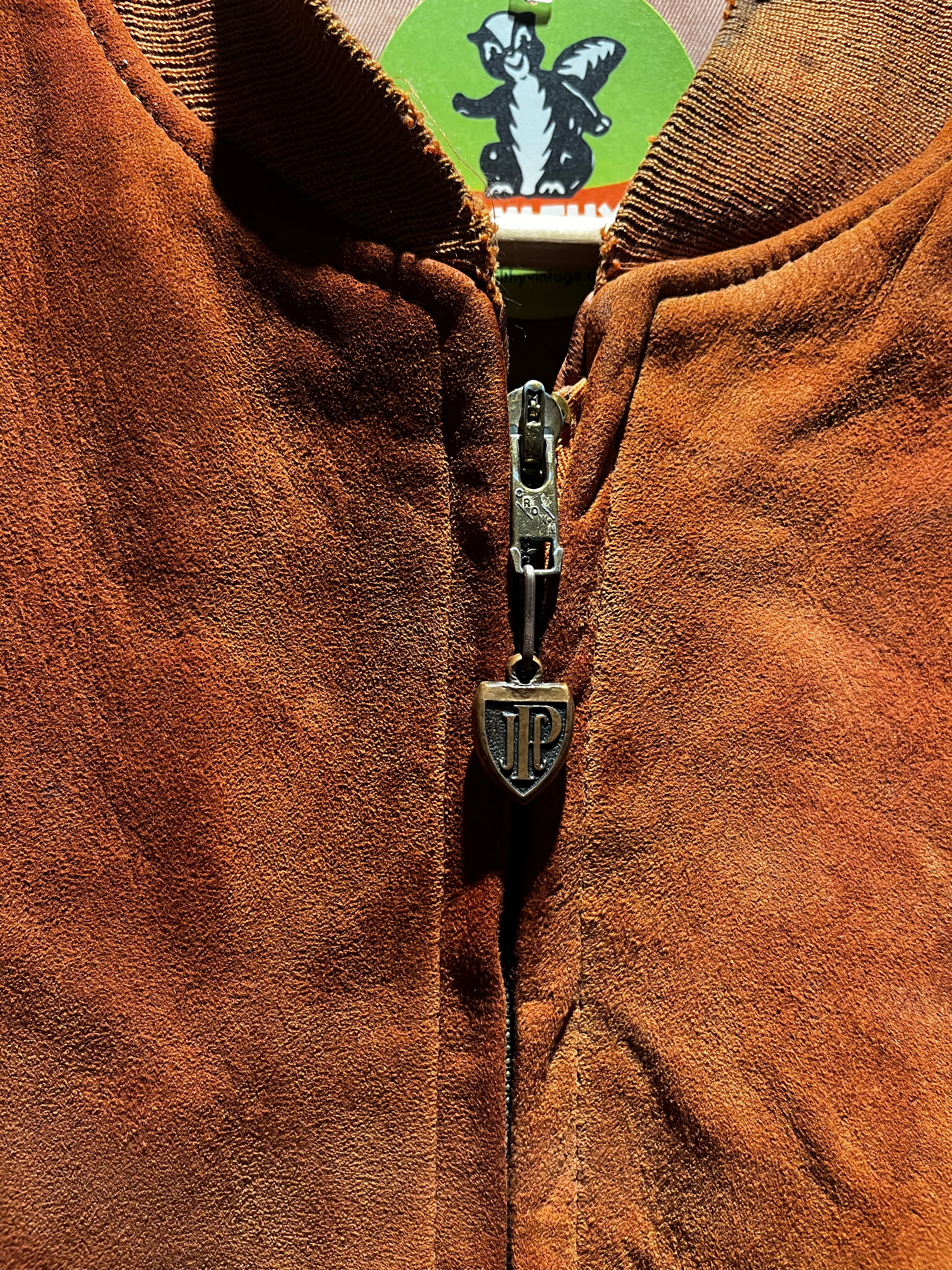 True Vintage 1960's JC Penney Brown Suede Bomber Jacket: Large