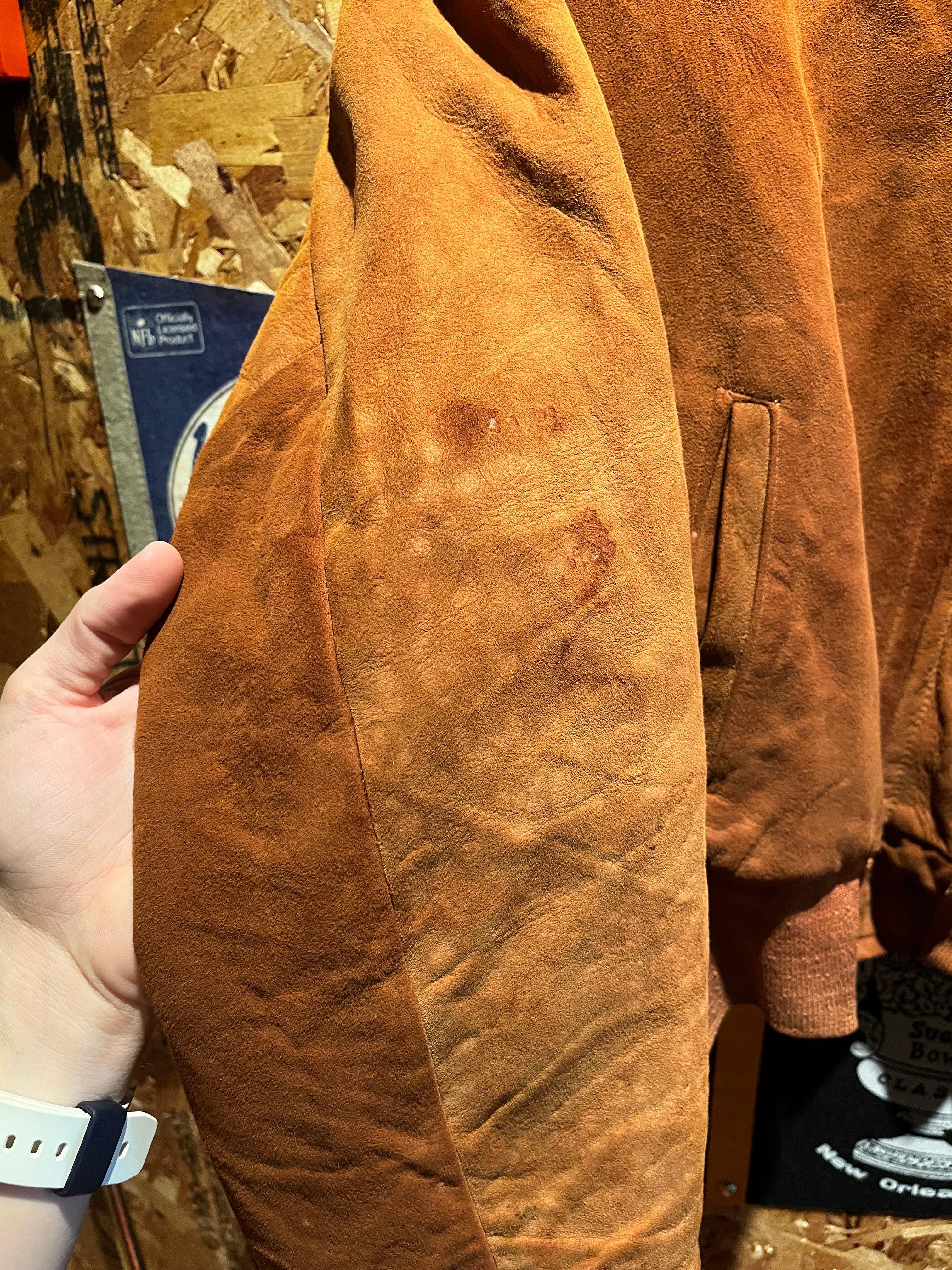 True Vintage 1960's JC Penney Brown Suede Bomber Jacket: Large
