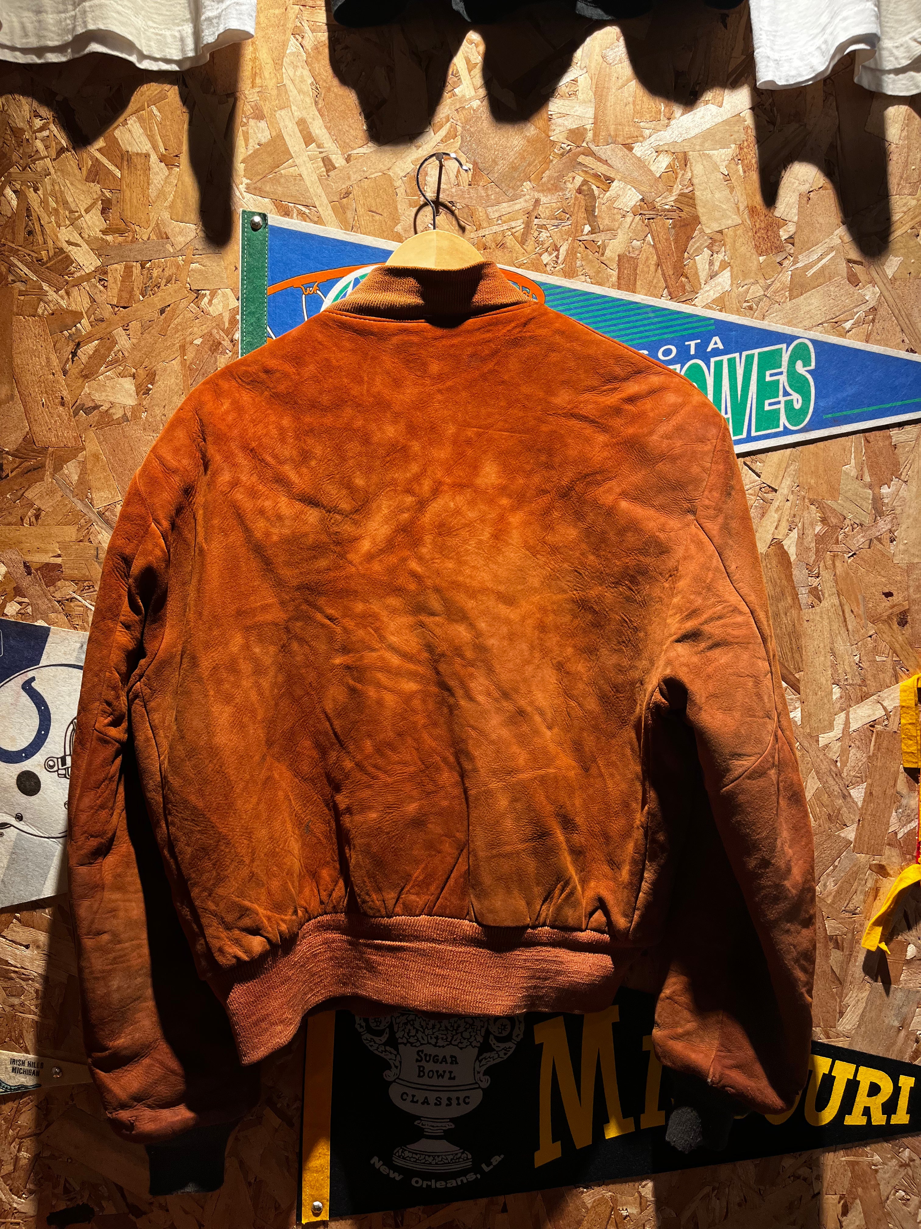 True Vintage 1960's JC Penney Brown Suede Bomber Jacket: Large