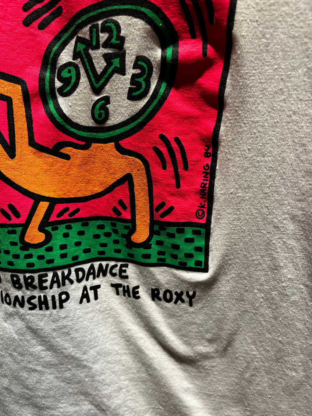 Vintage Swatch Promo Neon Keith Haring 1984 Roxy Breakdancing Art T-Shirt: XL