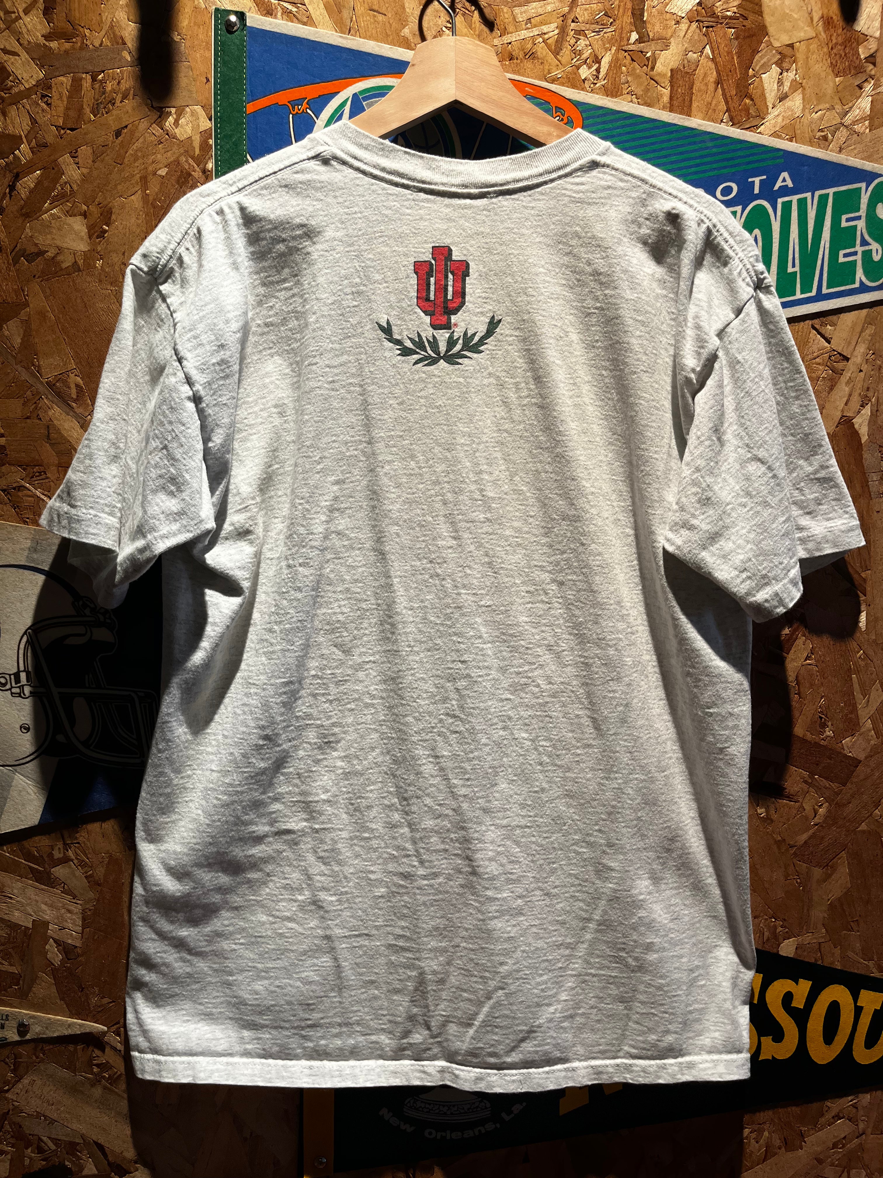 Vintage Indiana University IU Go Big Red Grey T-Shirt: Large