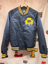 Load image into Gallery viewer, Vintage University of Notre Dame Fighting Irish Spellout Chalkline Navy Satin Jacket: Small
