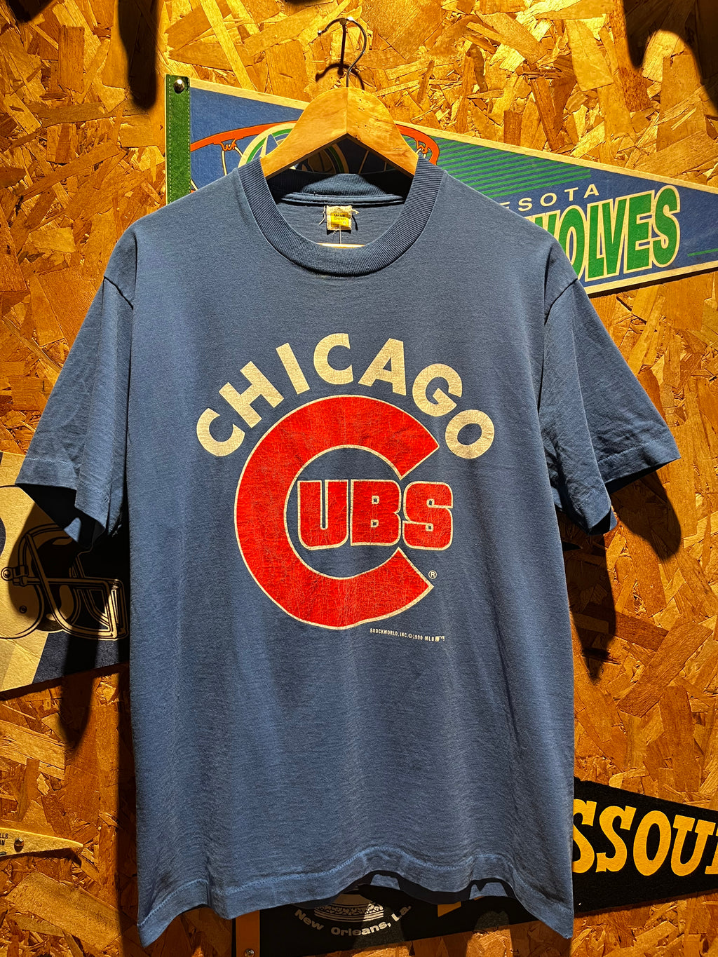 VIntage Chicago Cubs 1990 Blue Velva Sheen MLB T-Shirt: XL