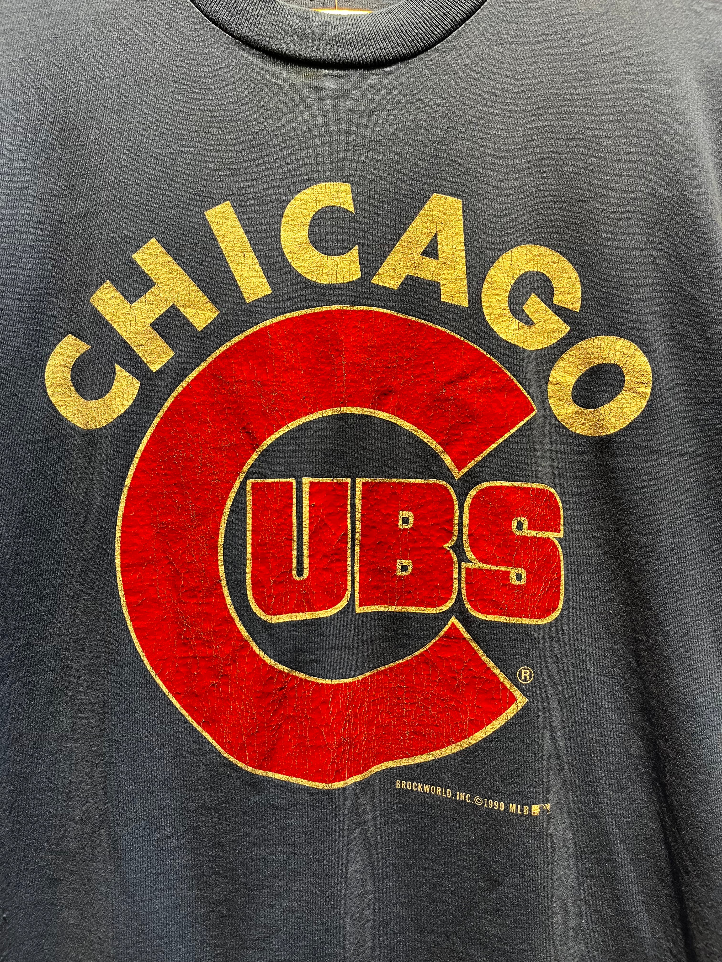 VIntage Chicago Cubs 1990 Blue Velva Sheen MLB T-Shirt: XL