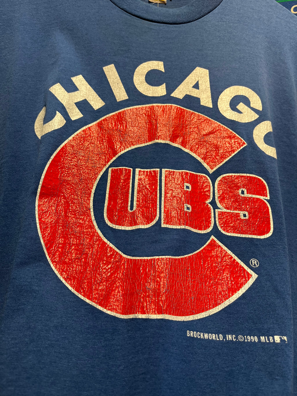 VIntage Chicago Cubs 1990 Blue Velva Sheen MLB T-Shirt: XL