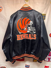 Load image into Gallery viewer, Vintage Cincinatti Bengals Helmet NFL Locker Line BlackSatin Jacket: XL
