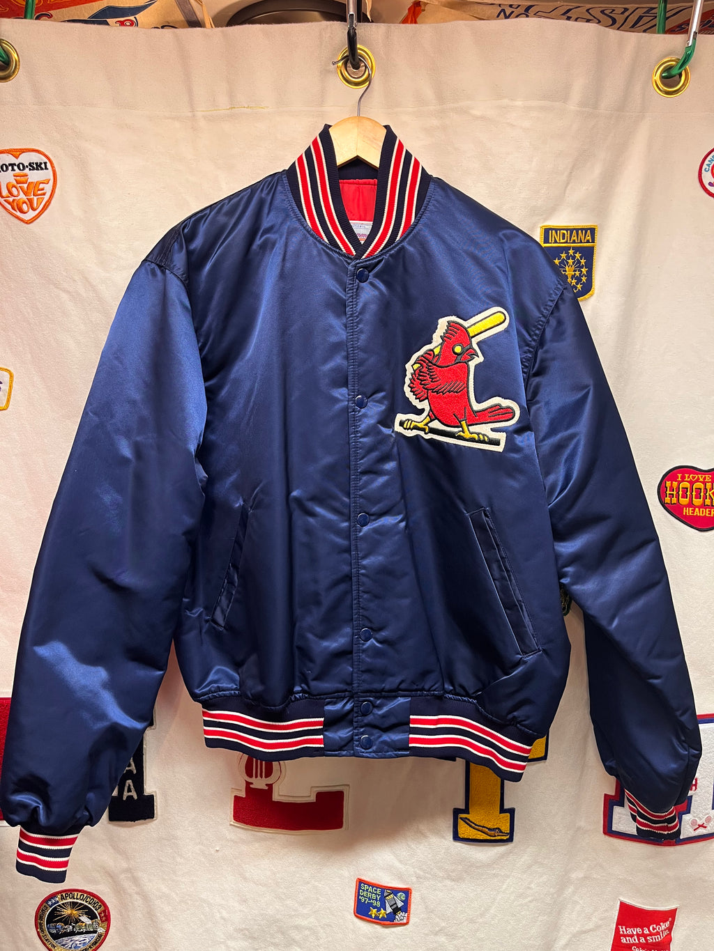 Vintage St.Louis Cardinals Navy Satin MLB Diamond Collection Starter Jacket: Large