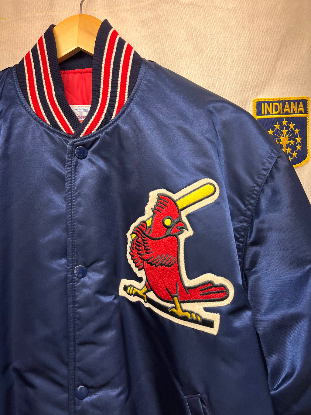 Vintage St.Louis Cardinals Navy Satin MLB Diamond Collection Starter Jacket: Large