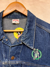 Load image into Gallery viewer, Vintage Boston Celtics NBA Nutmeg Mills Denim Jean Trucker Jacket: XL
