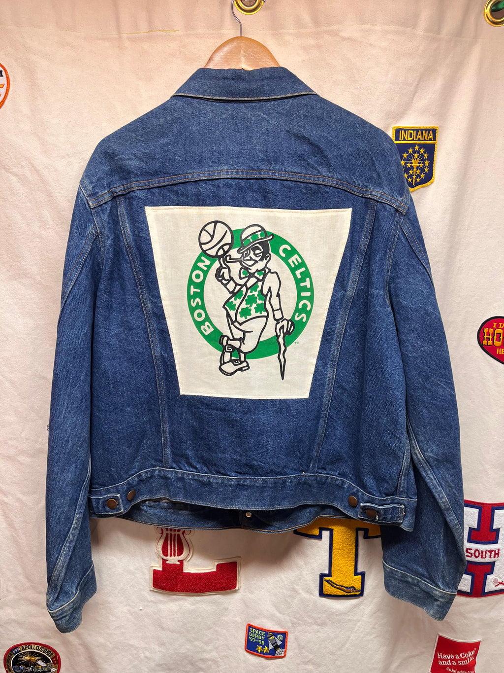 Vintage Boston Celtics NBA Nutmeg Mills Denim Jean Trucker Jacket: XL