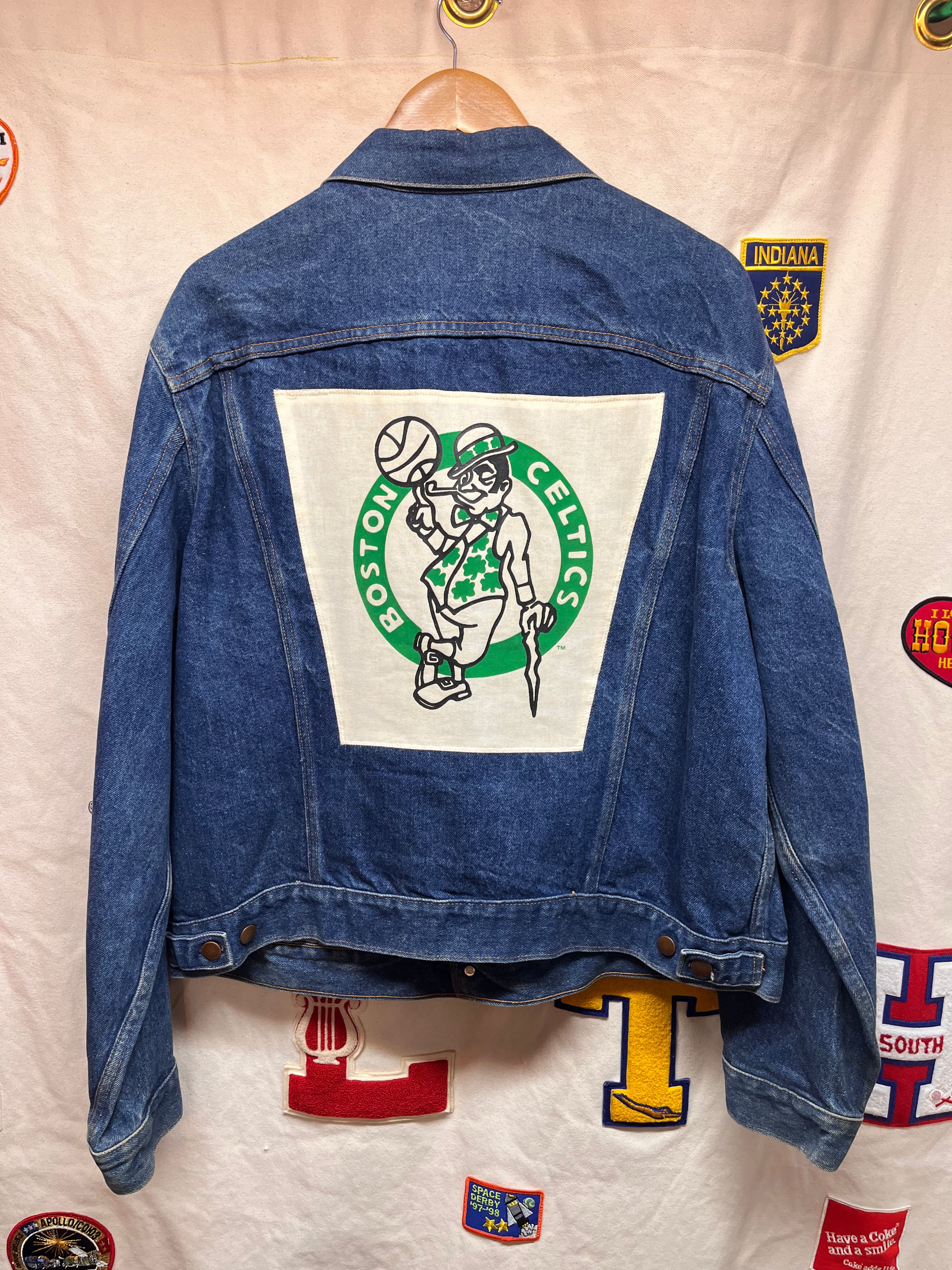 Vintage Boston Celtics NBA Nutmeg Mills Denim Jean Trucker Jacket: XL