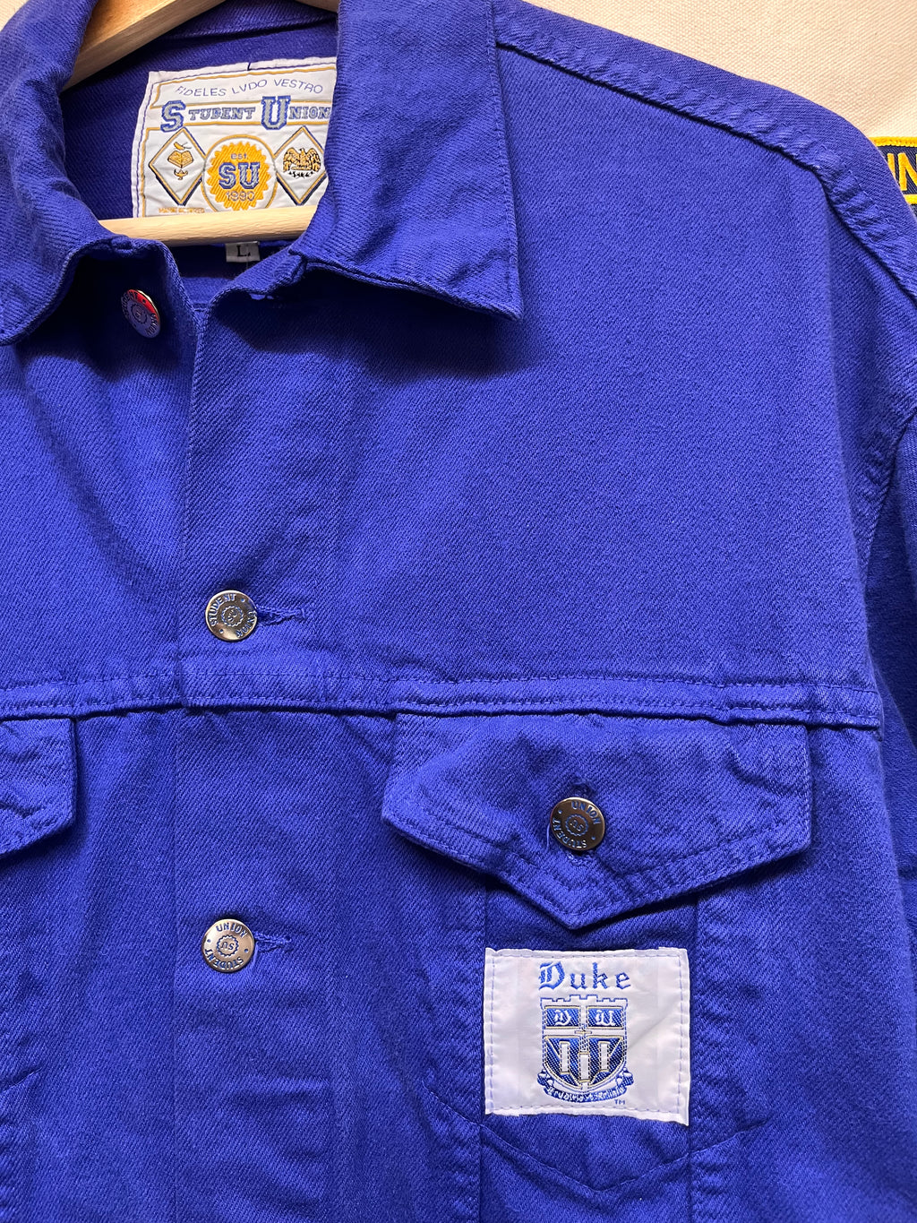 Vintage Duke University Blue Devils Student Union Blue Denim Trucker Jacket: Large