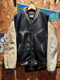 Vintage Harley Davidson Classic Motorcycle Varsity Bomber Leather Black Tan Jacket: Medium