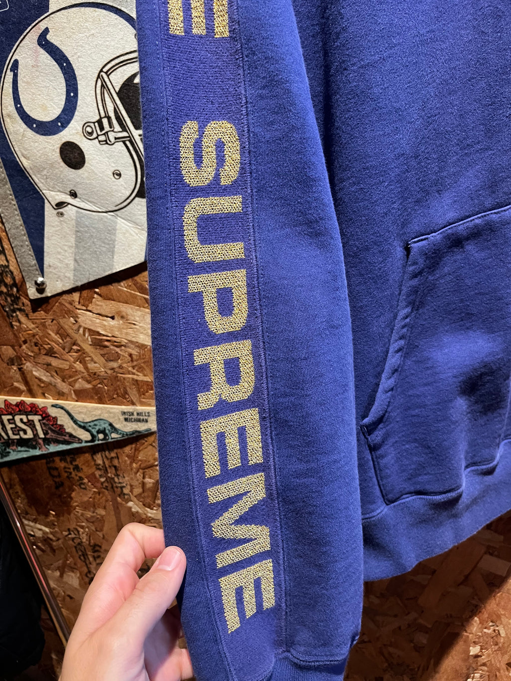 Supreme Metallic Rib Hooded Sweatshirt Purple Gold SS20: XL