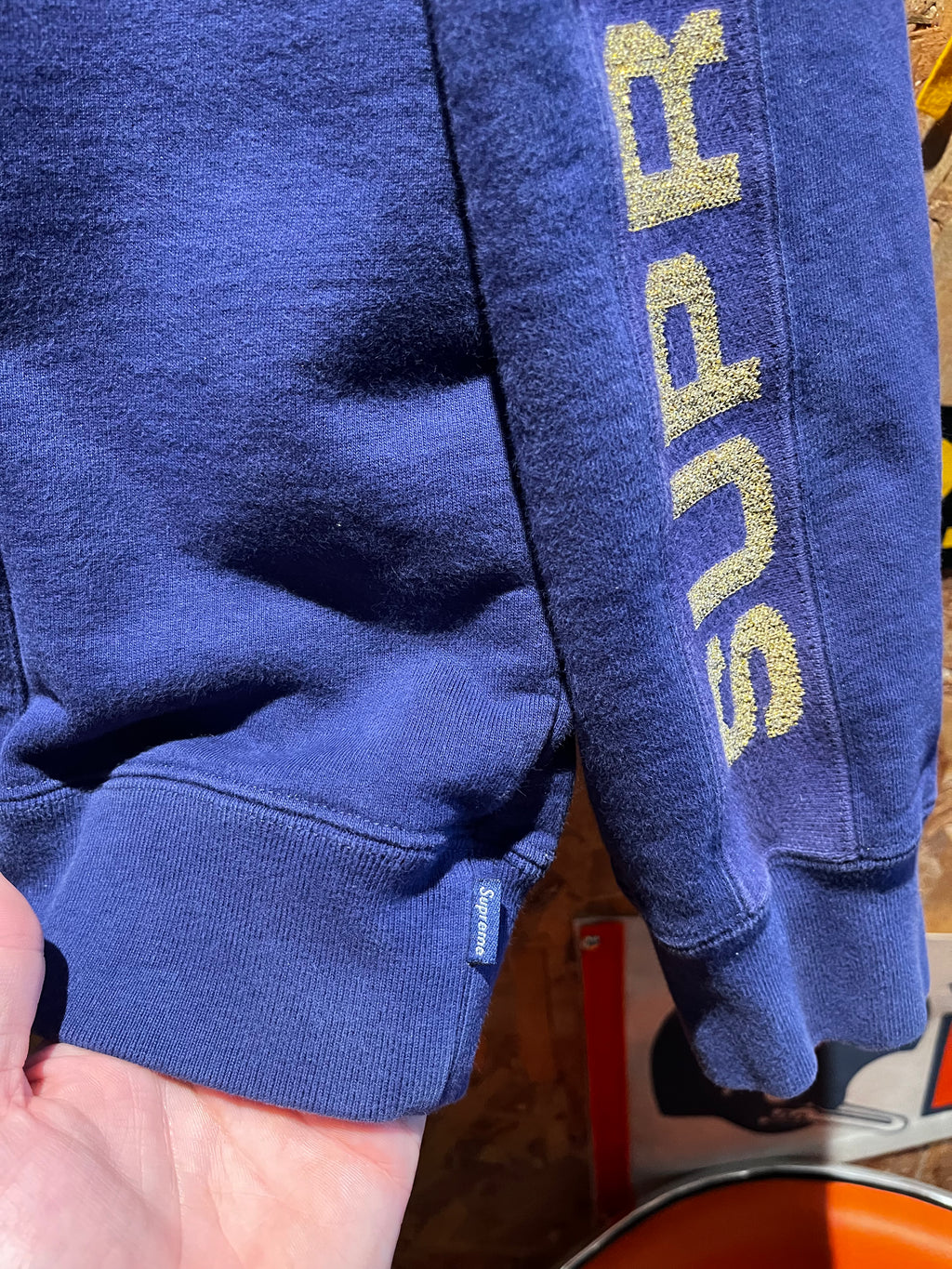 Supreme Metallic Rib Hooded Sweatshirt Purple Gold SS20: XL