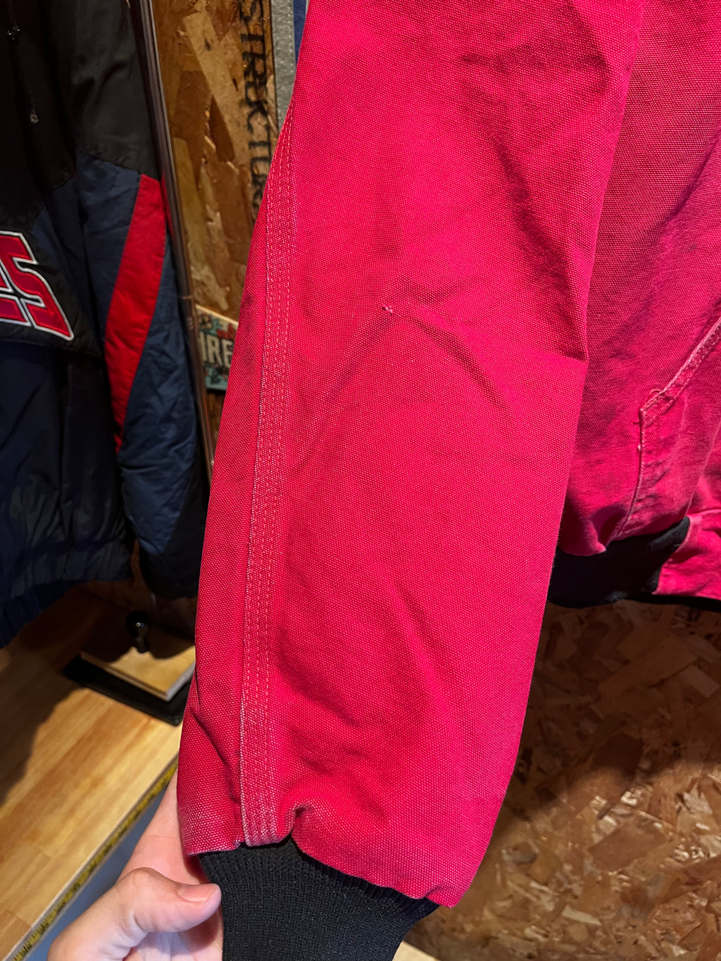 Vintage Carhartt Red Zip-Up Hooded Canvas Thermal Lined Jacket: XXL Tall