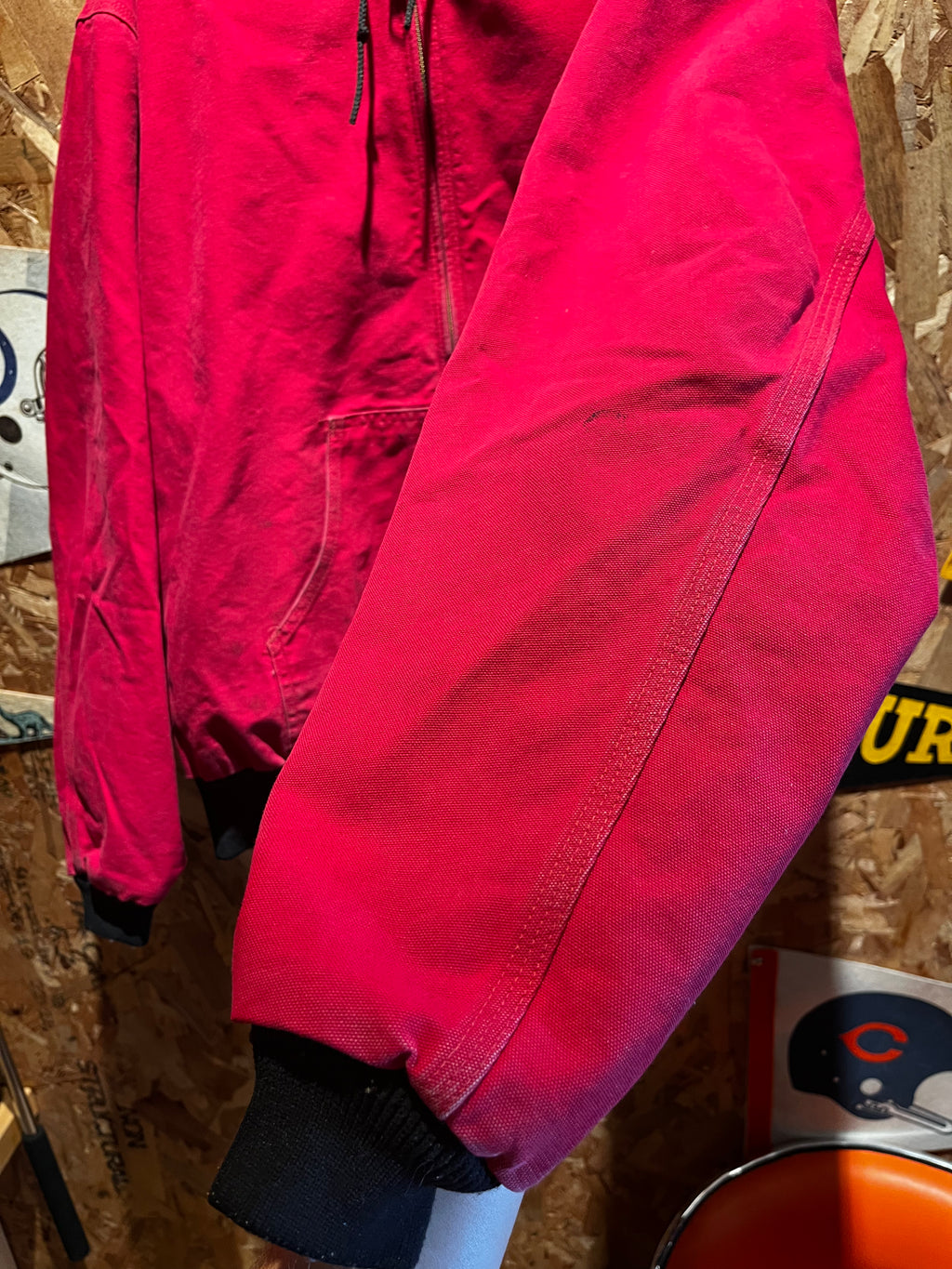 Vintage Carhartt Red Zip-Up Hooded Canvas Thermal Lined Jacket: XXL Tall