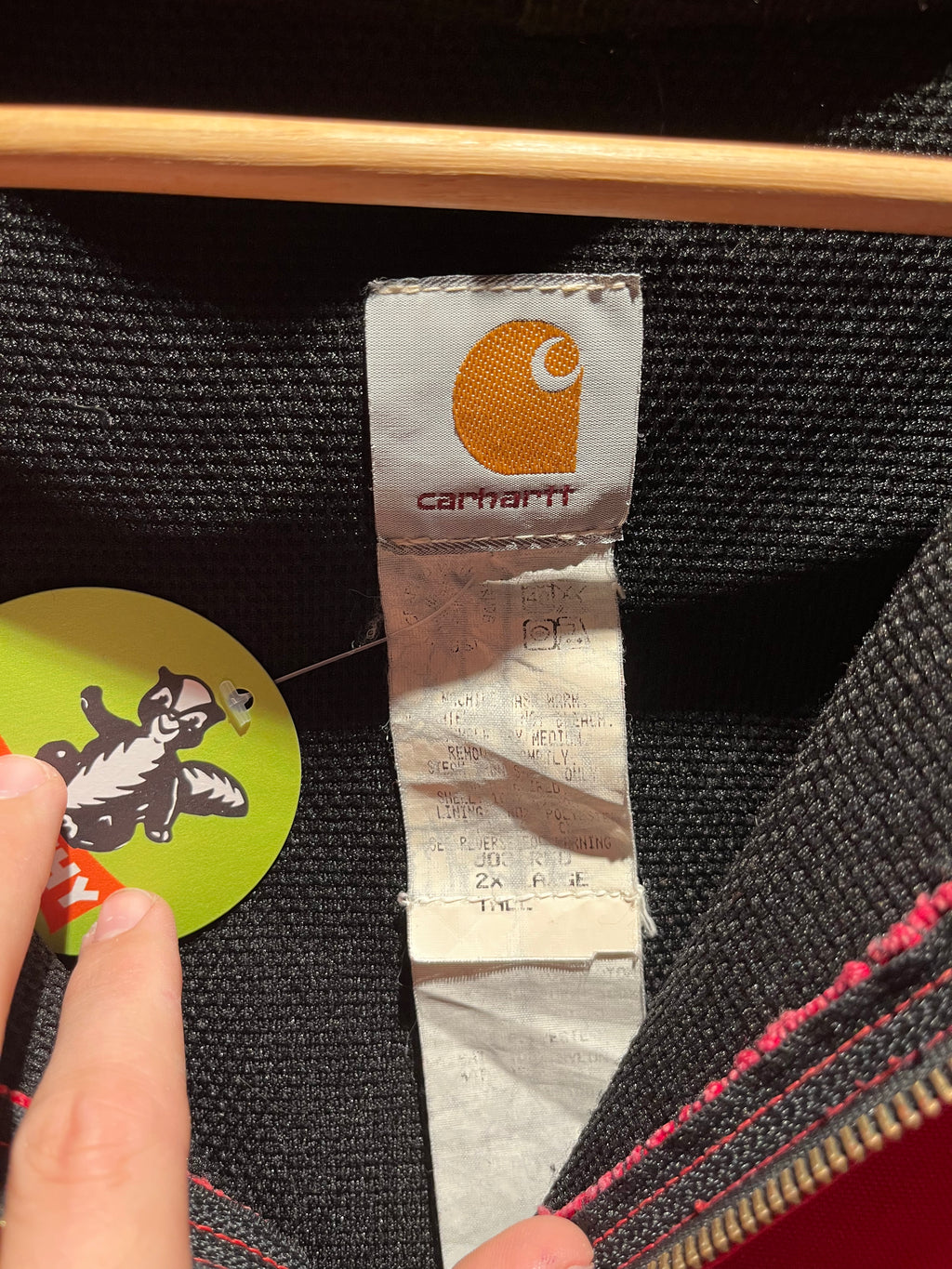 Vintage Carhartt Red Zip-Up Hooded Canvas Thermal Lined Jacket: XXL Tall