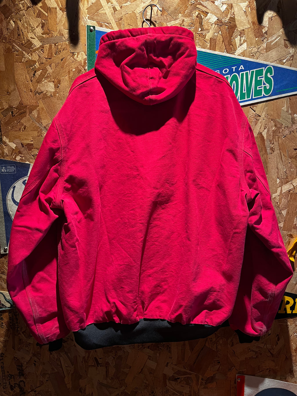 Vintage Carhartt Red Zip-Up Hooded Canvas Thermal Lined Jacket: XXL Tall