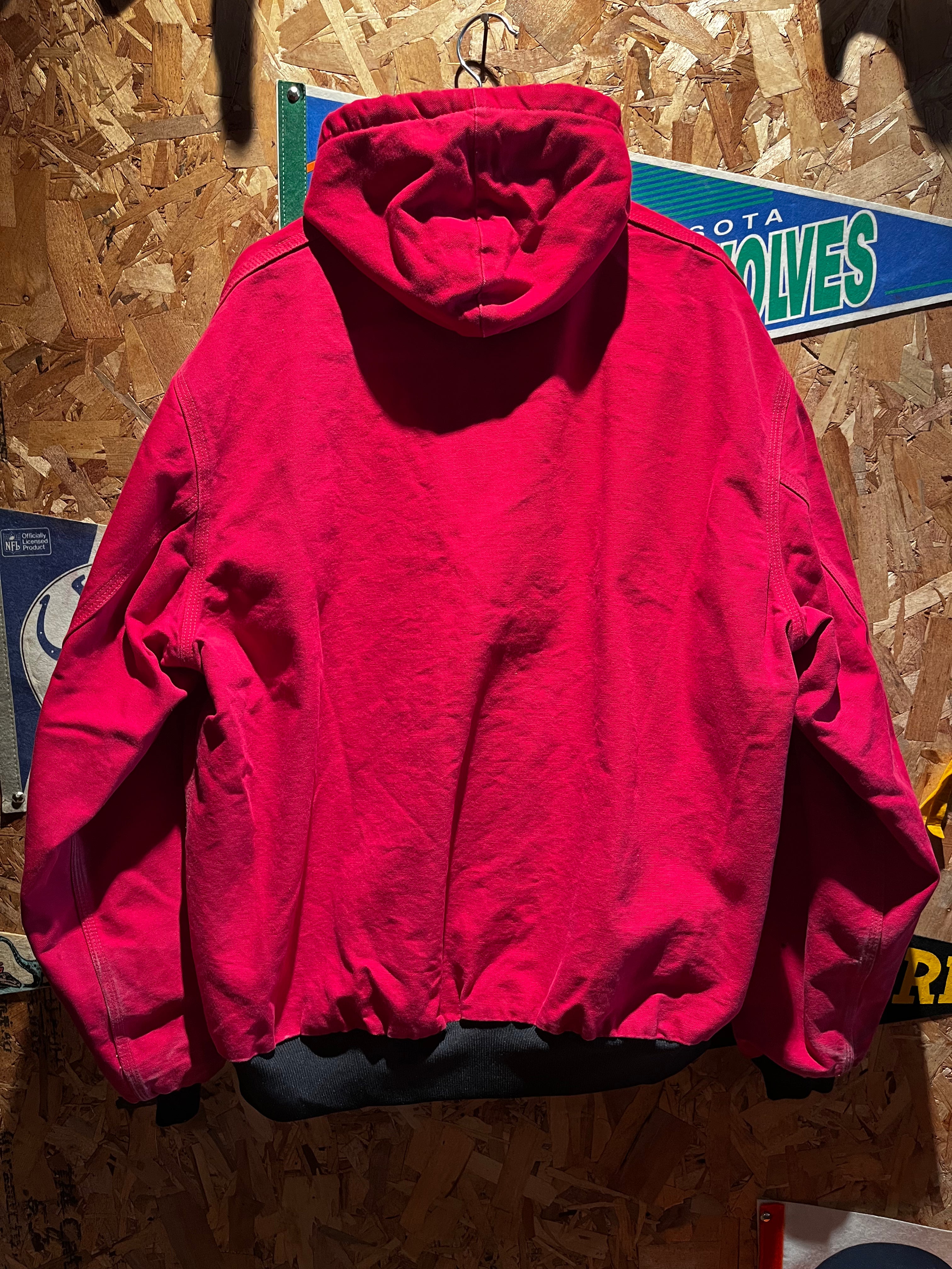 Vintage Carhartt Red Zip-Up Hooded Canvas Thermal Lined Jacket: XXL Tall