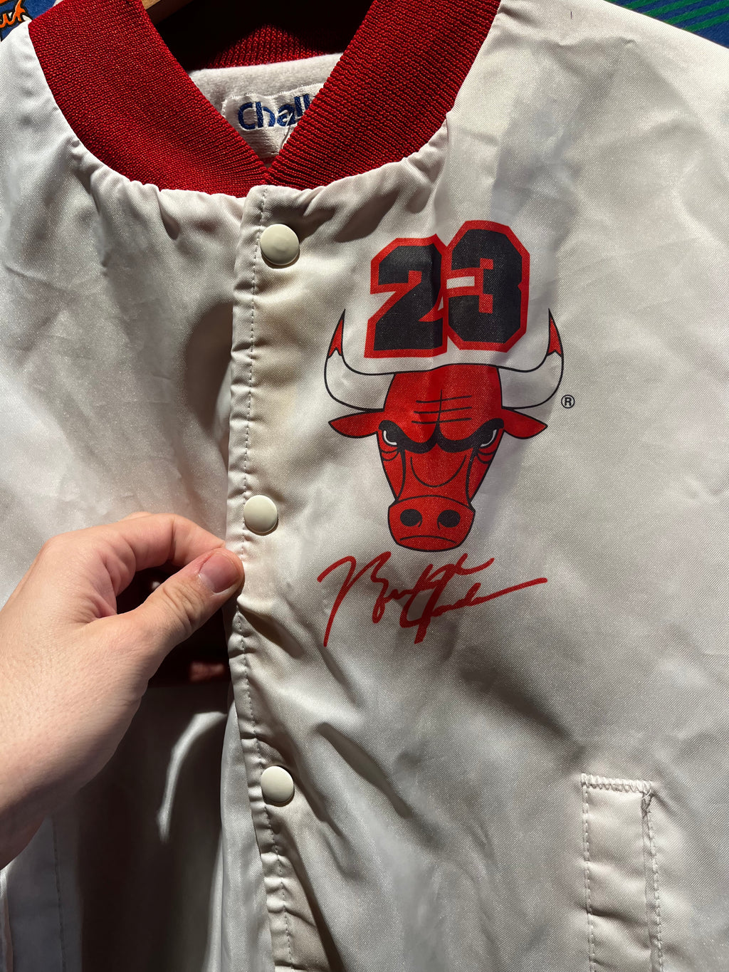 Vintage Michael Jordan Chicago Bulls NBA 90s Chalkline Fanimation Bomber Jacket: Youth XL 18-20