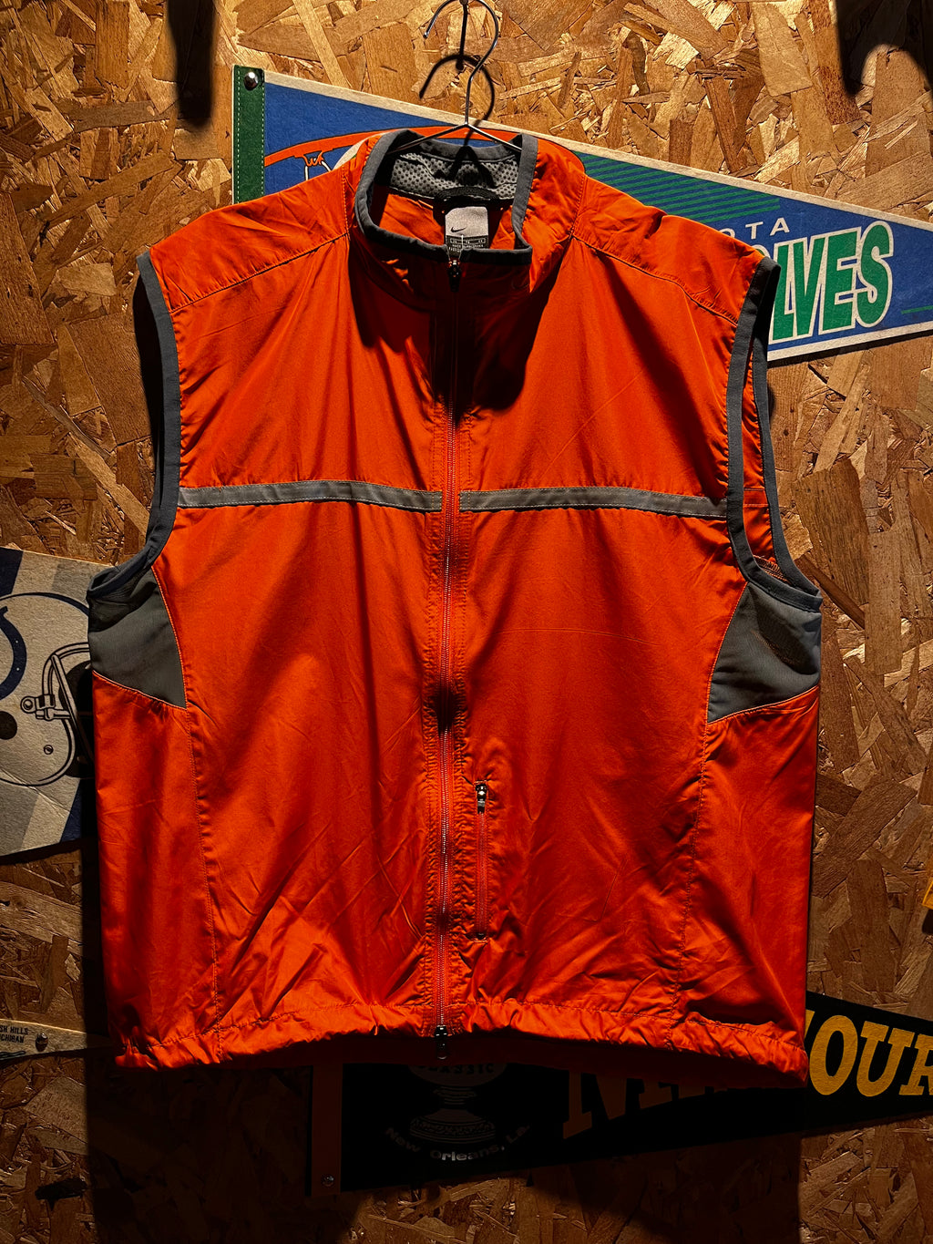 Vintage Nike Running 3M Orange Grey Vest Windbreaker Y2K NWT: XL
