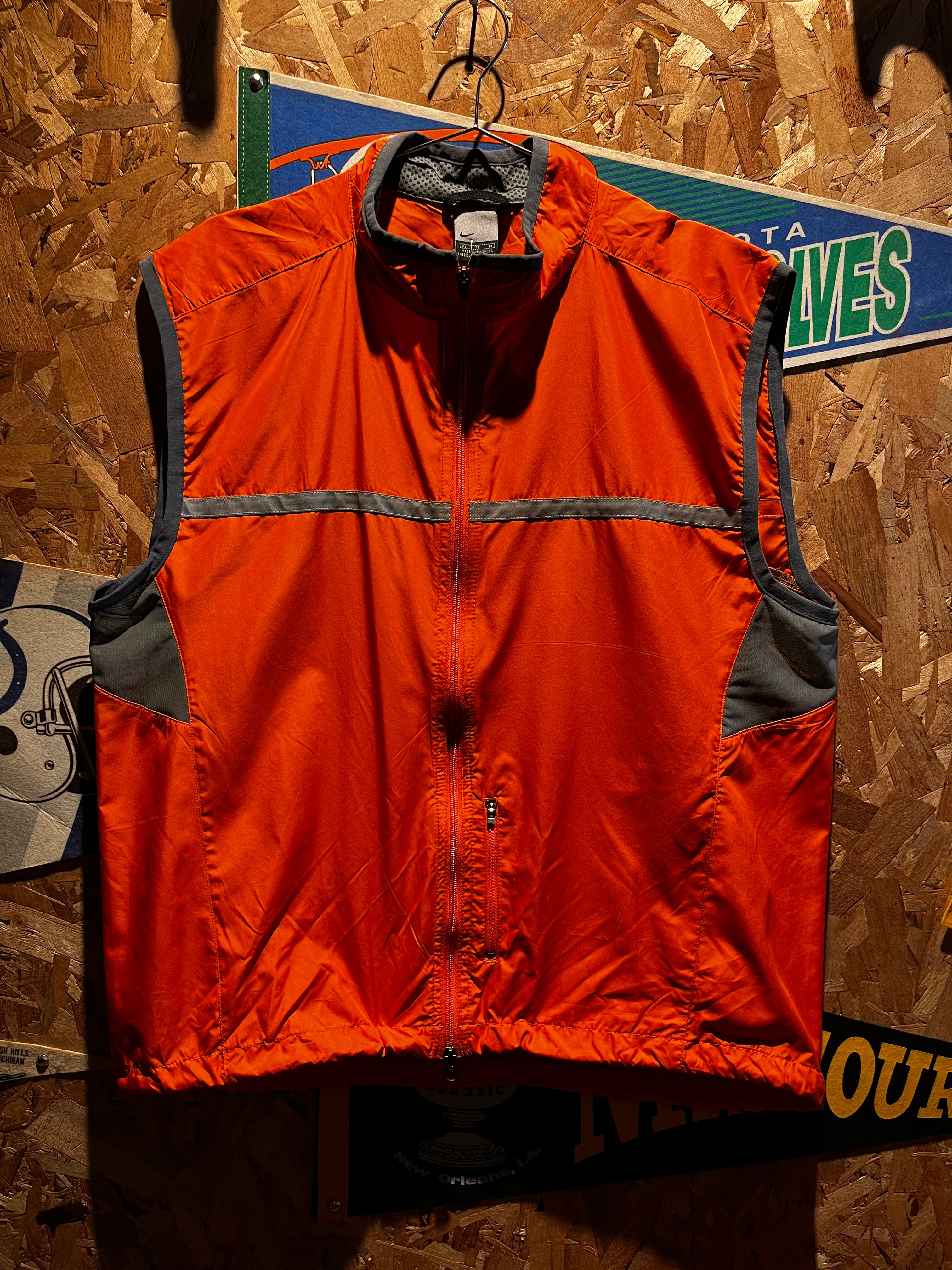 Vintage Nike Running 3M Orange Grey Vest Windbreaker Y2K NWT: XL
