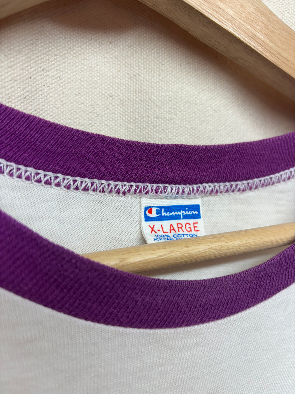 Vintage Foxxx Pools 80's Champion Ringer Purple T-Shirt: XL