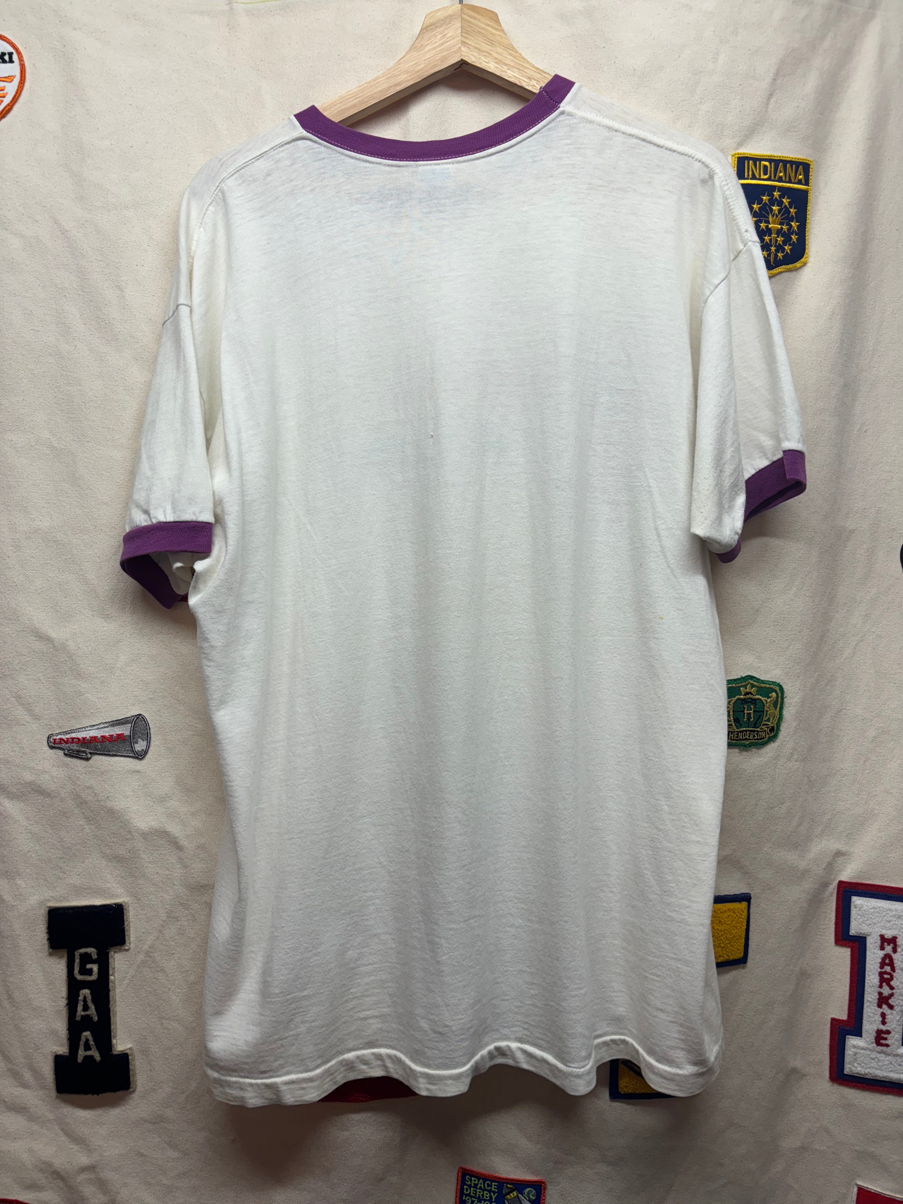 Vintage Foxxx Pools 80's Champion Ringer Purple T-Shirt: XL