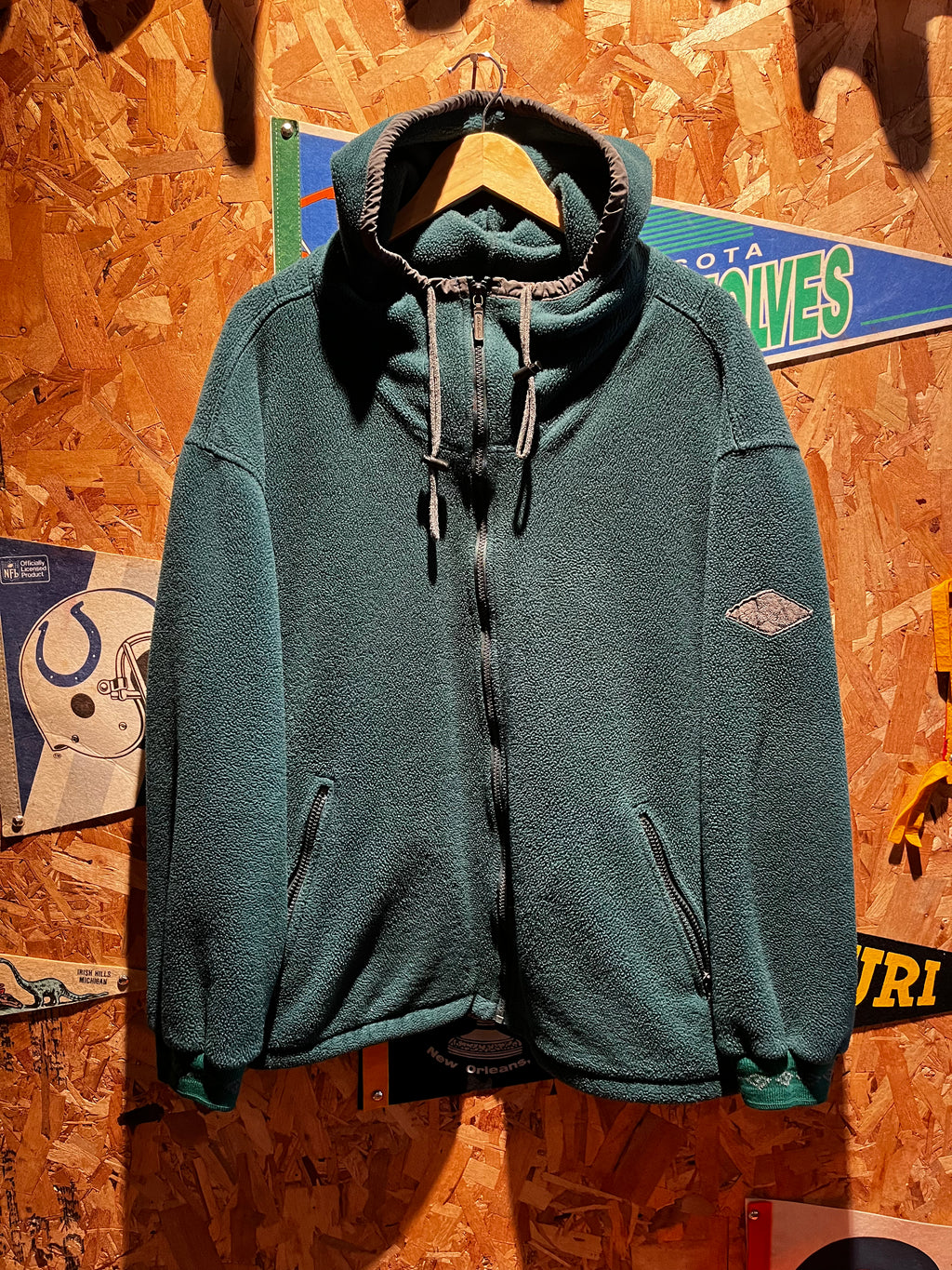 Vintage Eddie Bauer Green Fleece Zip-Up Hooded Polartec Jacket: Large