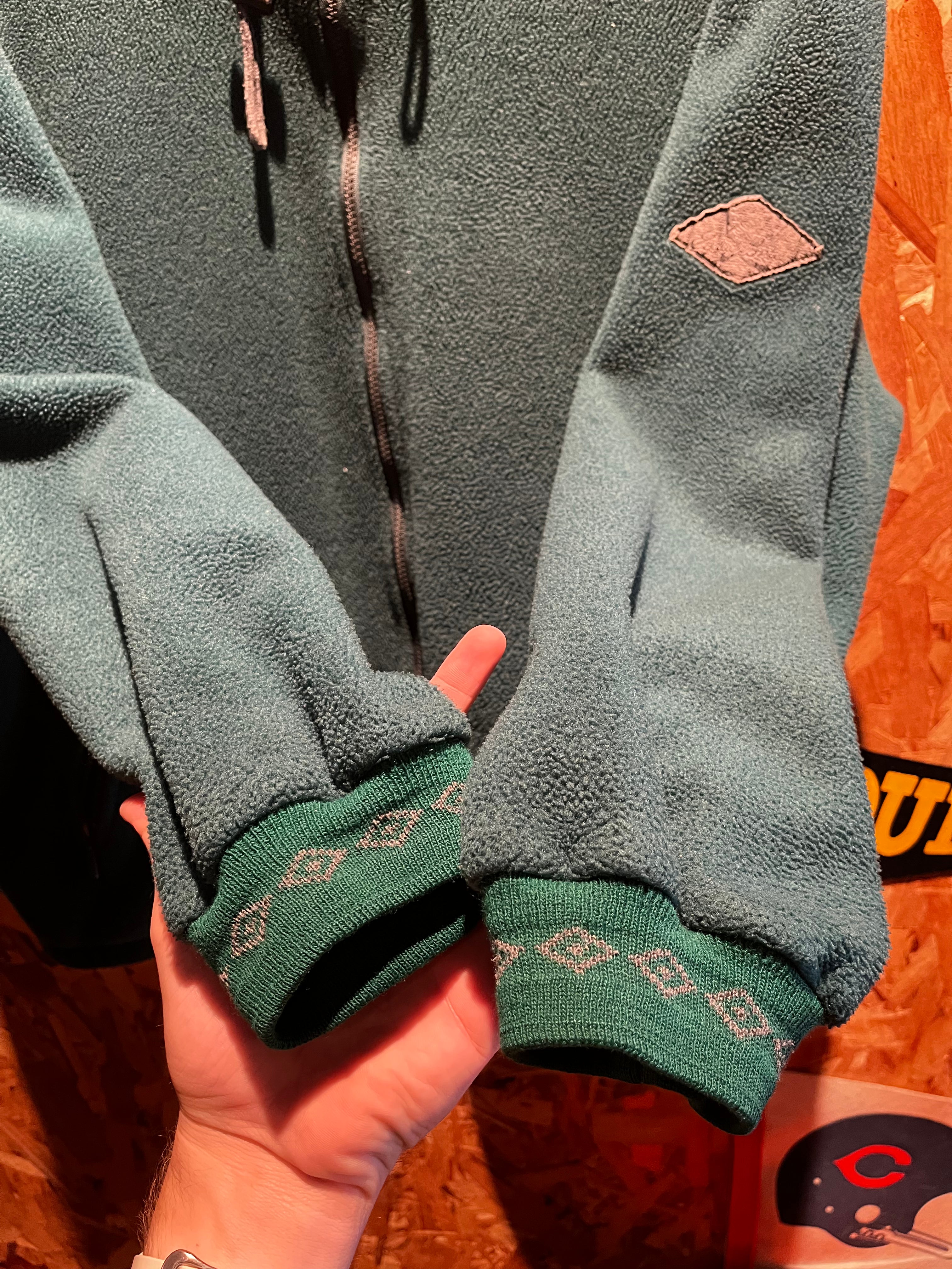 Vintage Eddie Bauer Green Fleece Zip-Up Hooded Polartec Jacket: Large