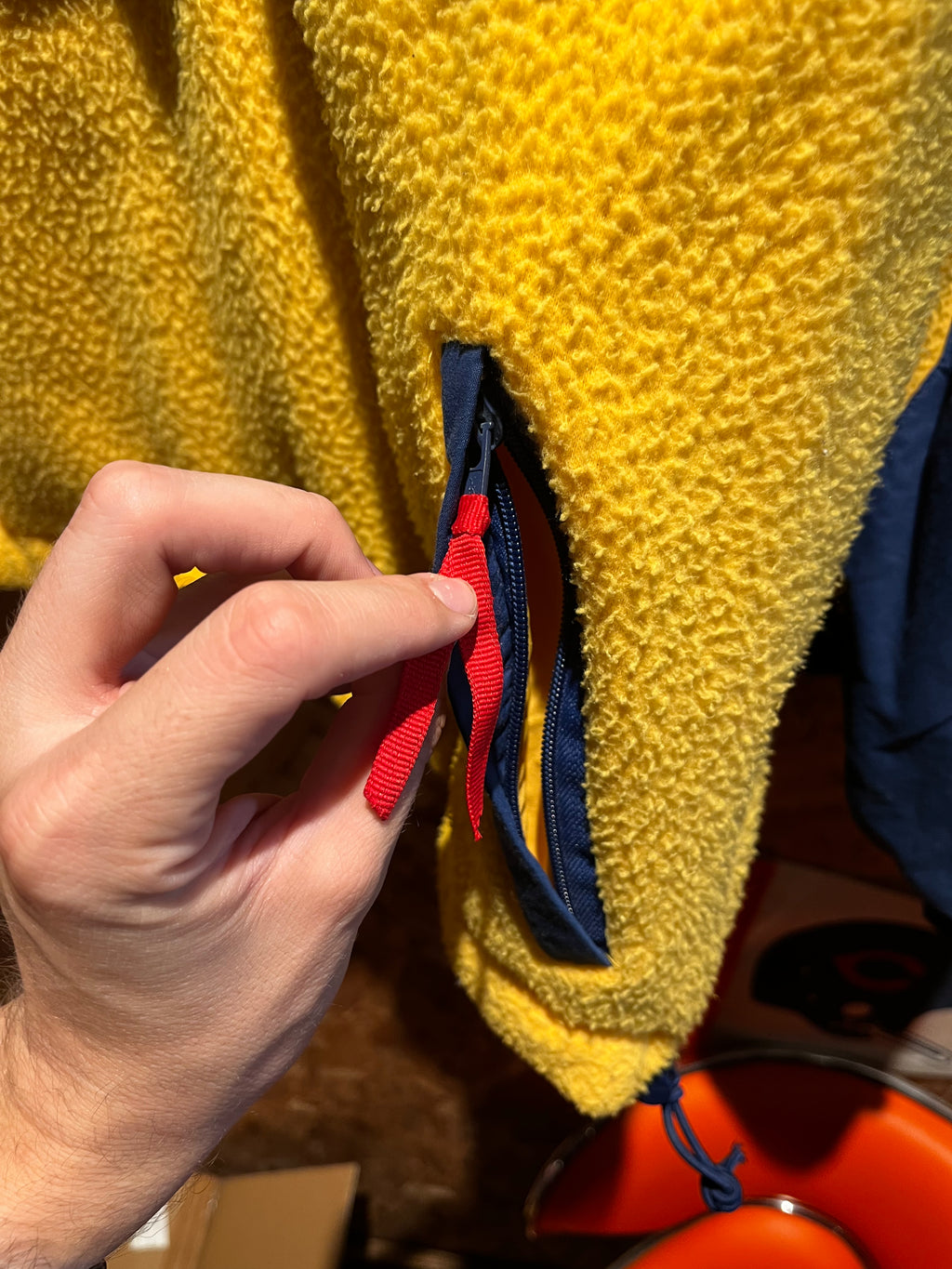 Vintage Gap Arctic Light Fleece Yellow Blue Half Zip Hooded Pullover 90s Jacket: Large
