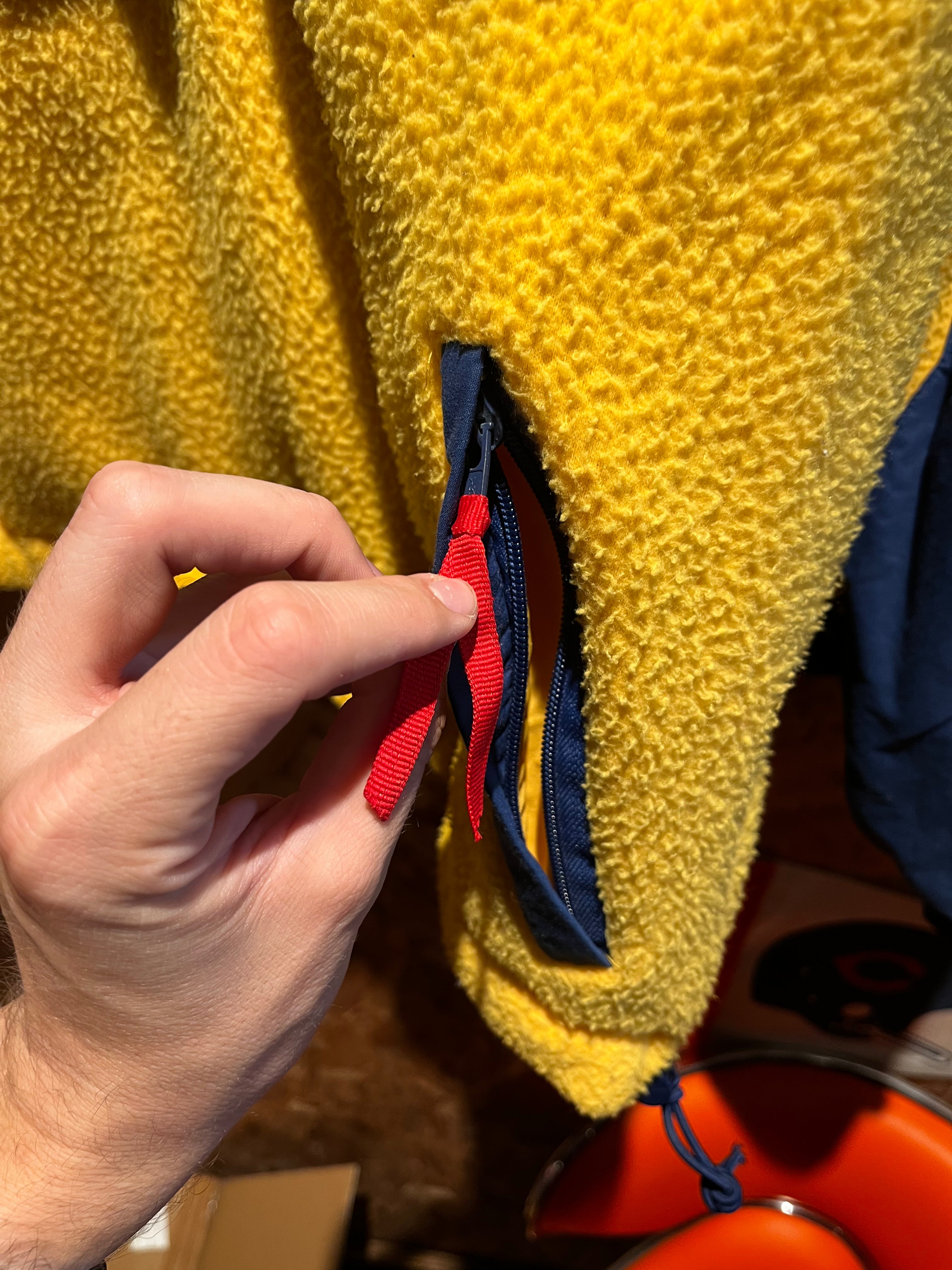 Vintage Gap Arctic Light Fleece Yellow Blue Half Zip Hooded Pullover 90s Jacket: Large